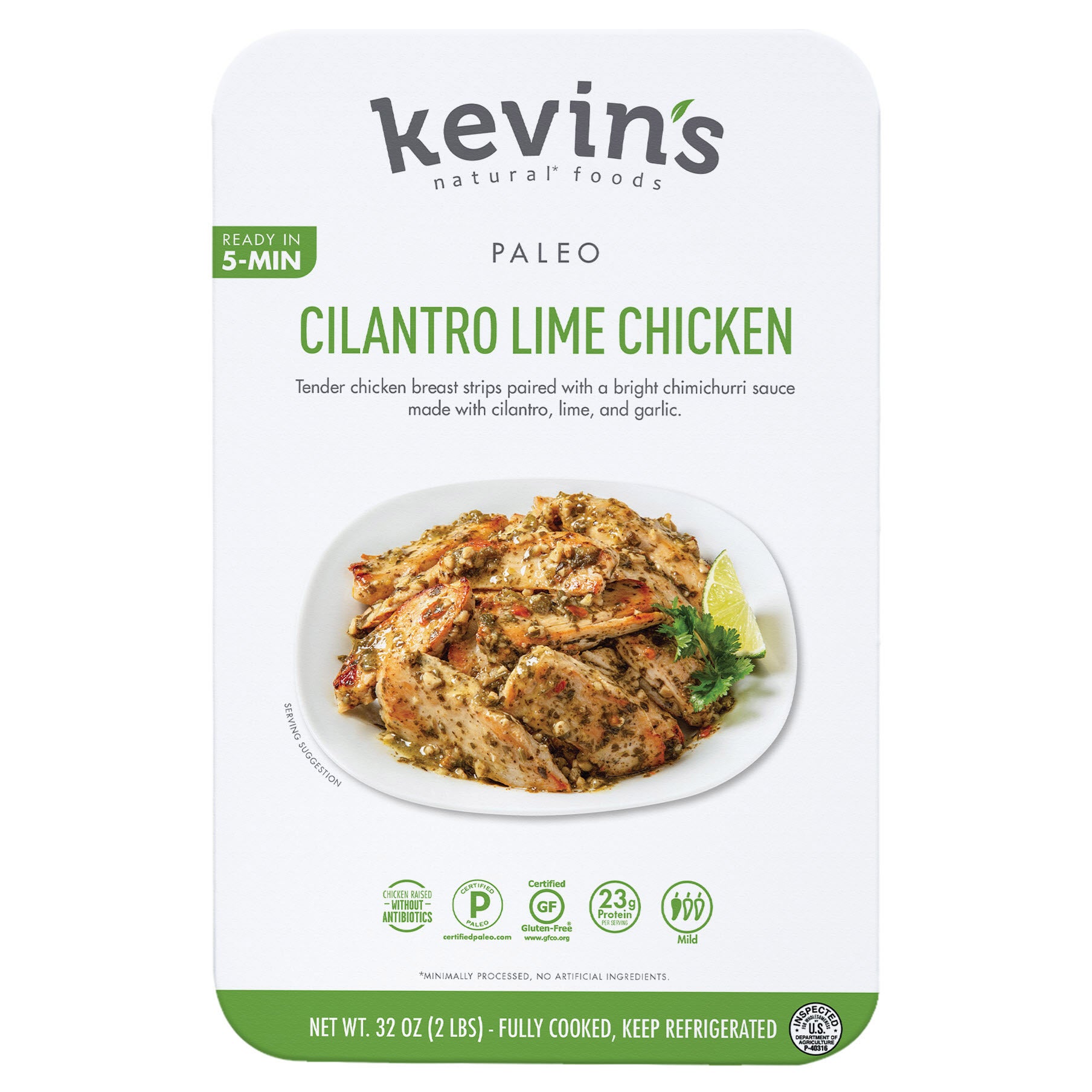 KEVIN'S NATURAL FOODS CILANTRO LIME CHICKEN 32 OUNCE PACKAGE