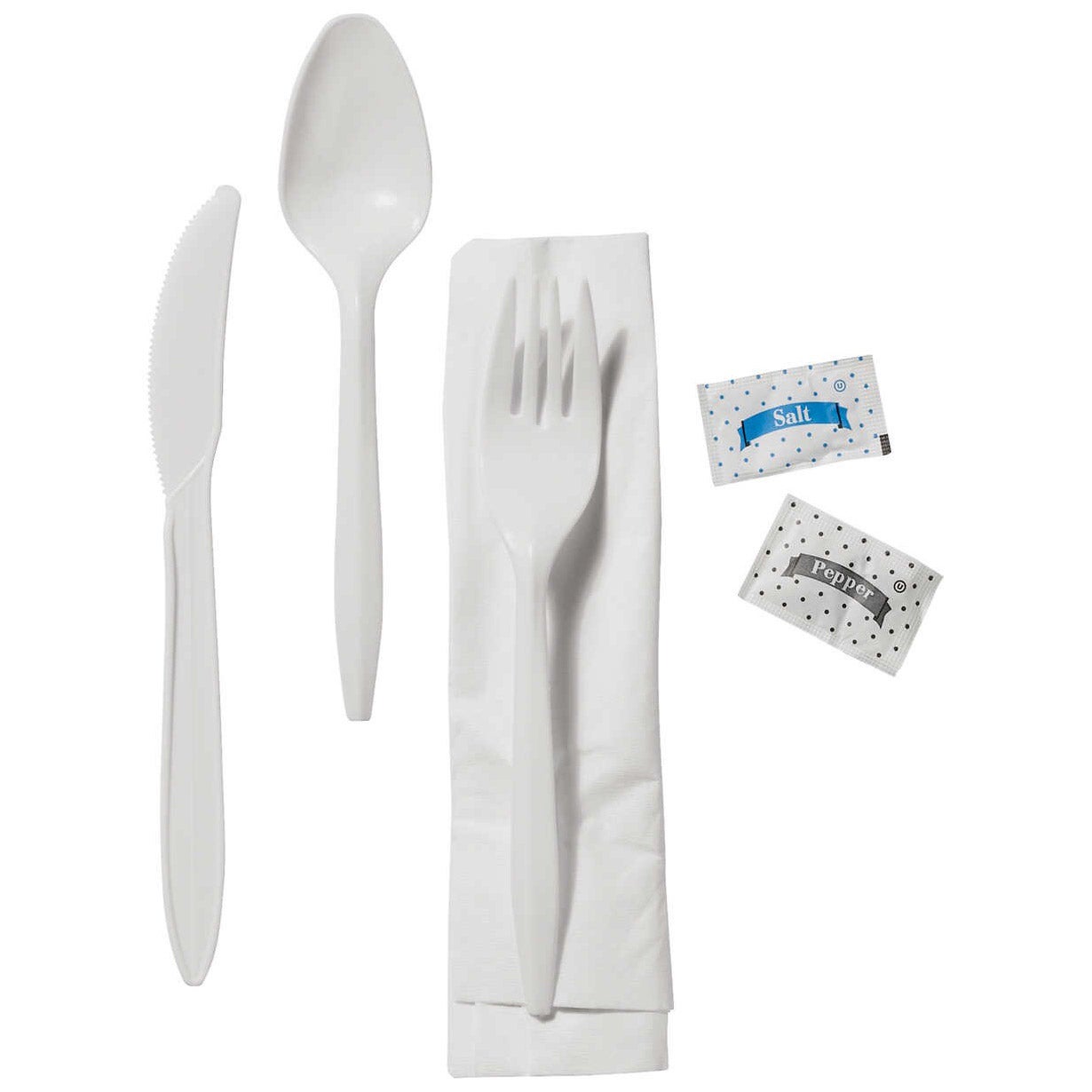 ROCKY PACKAGING 6 PC WHITE CUTLERY KIT 250 CT #4490