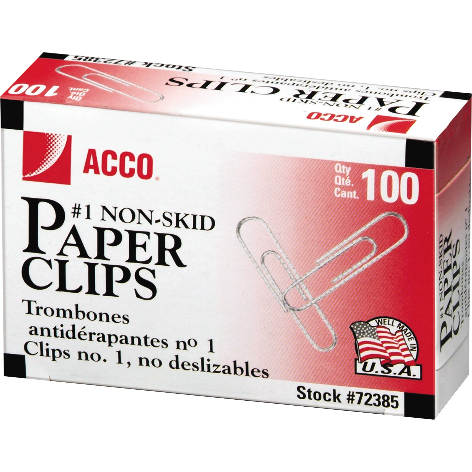 ACCO NONSKID #1 PAPER CLIP ACC72385 1000CT - Image 1