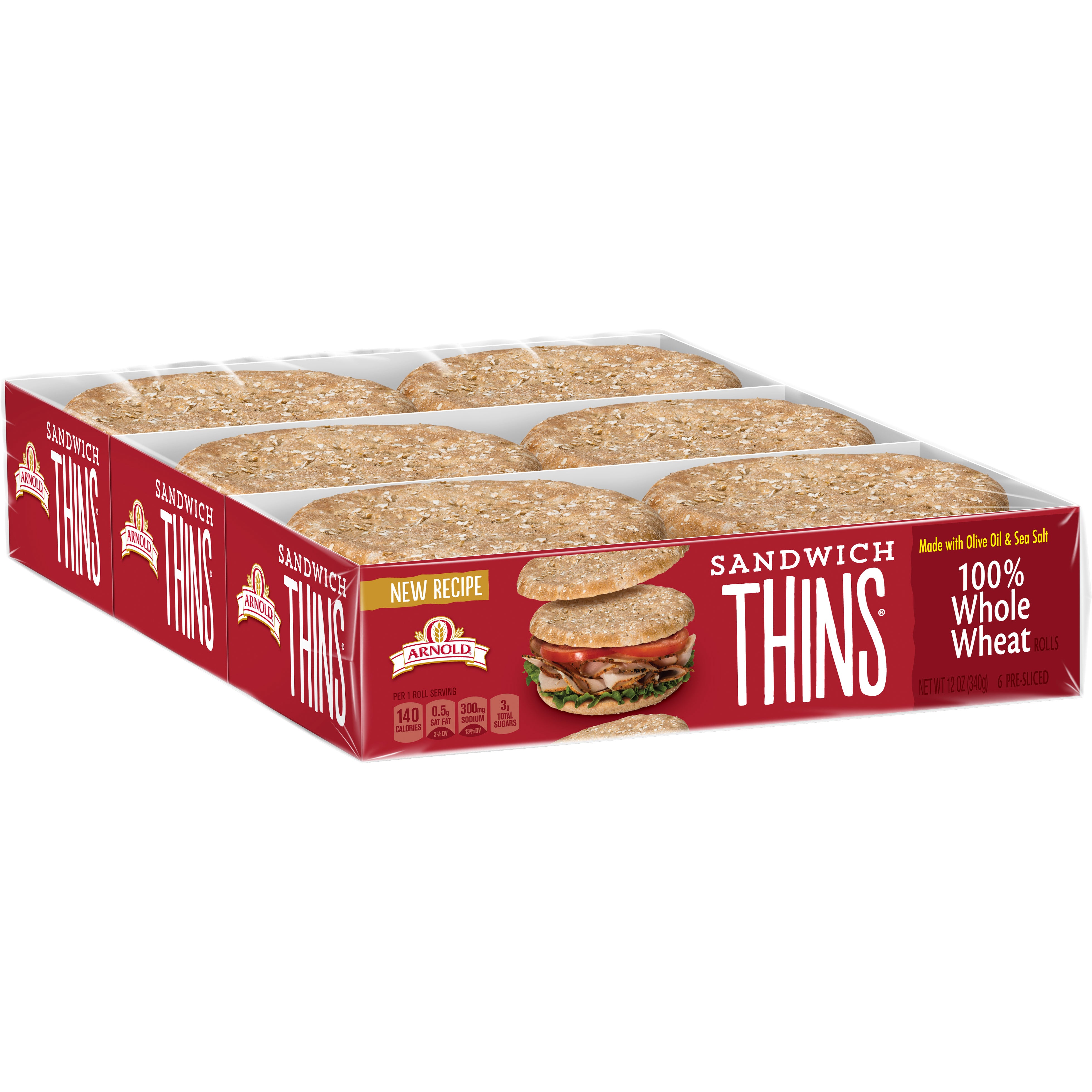 ARNOLDS 100% WHOLE WHEAT SANDWICH THINS 18 CT / 36 OZ