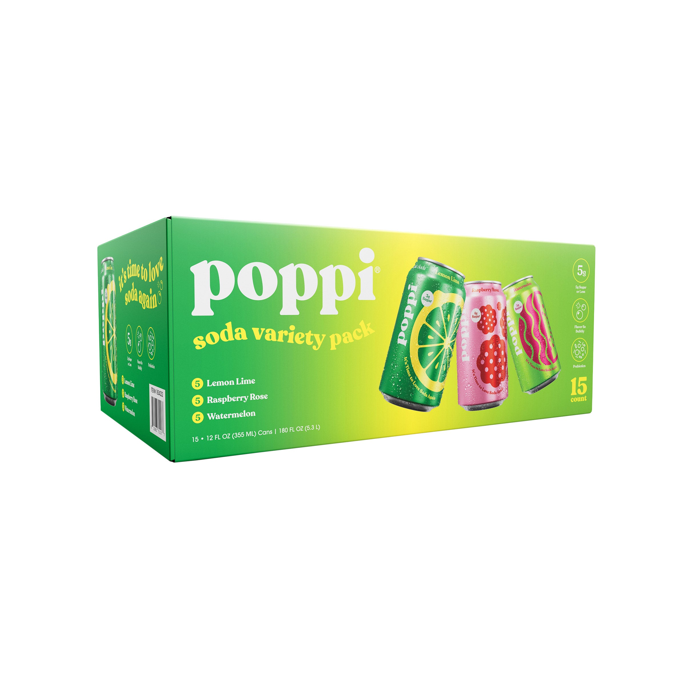 POPPI SODA VARIETY PACK 15/12 OZ