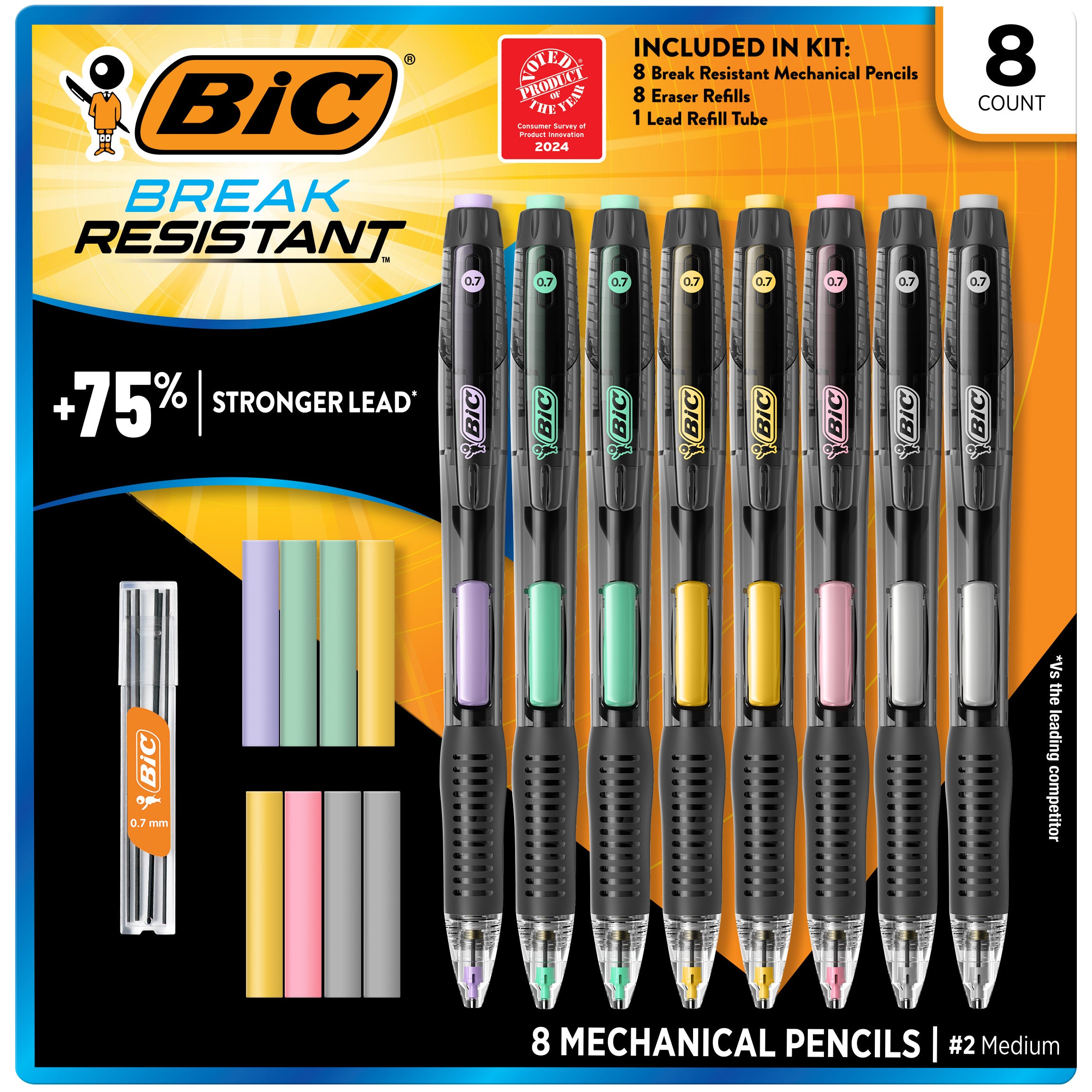BIC MECHANICAL PENCIL BREAK-RESISTANT 8CT