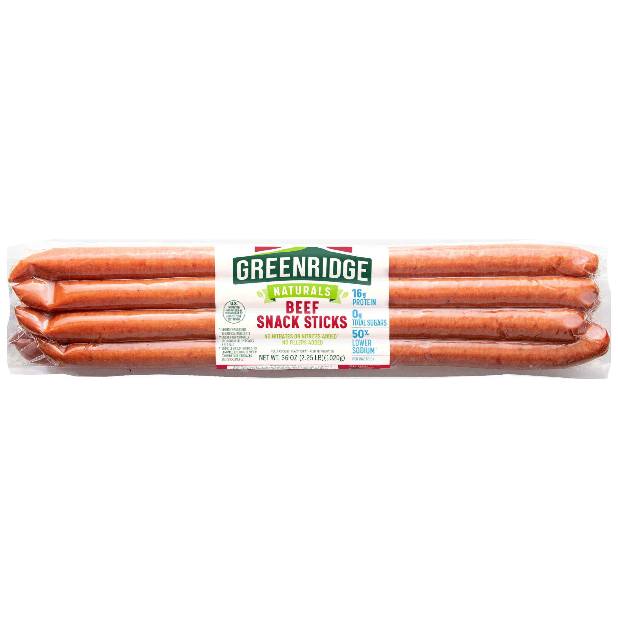 GREENRIDGE FARM BEEF SNACK STICKS 36 OUNCE PACKAGE