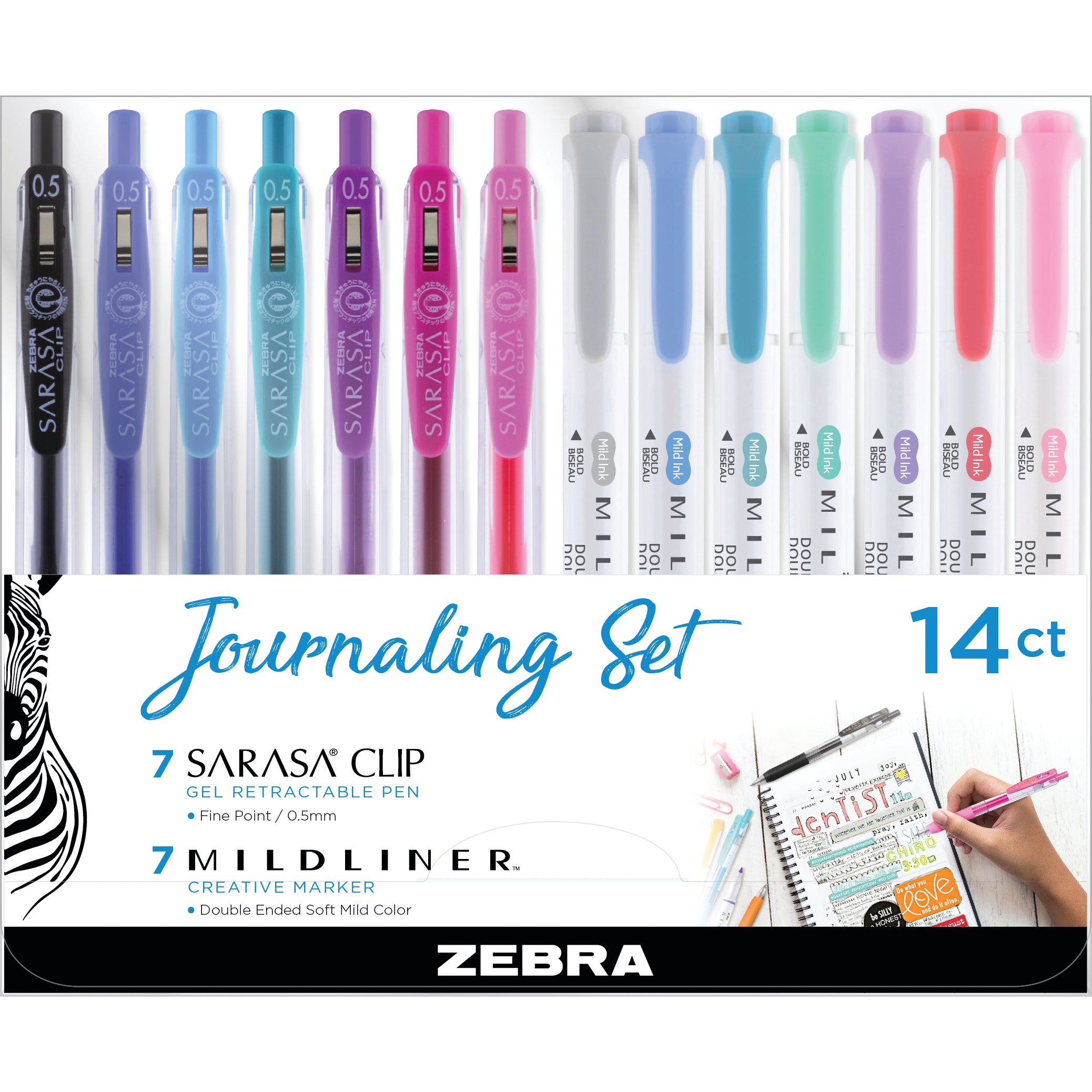 ZEBRA SARASA/MILDLINR JOURNALING PEN SET ZEB10014 14 PENS