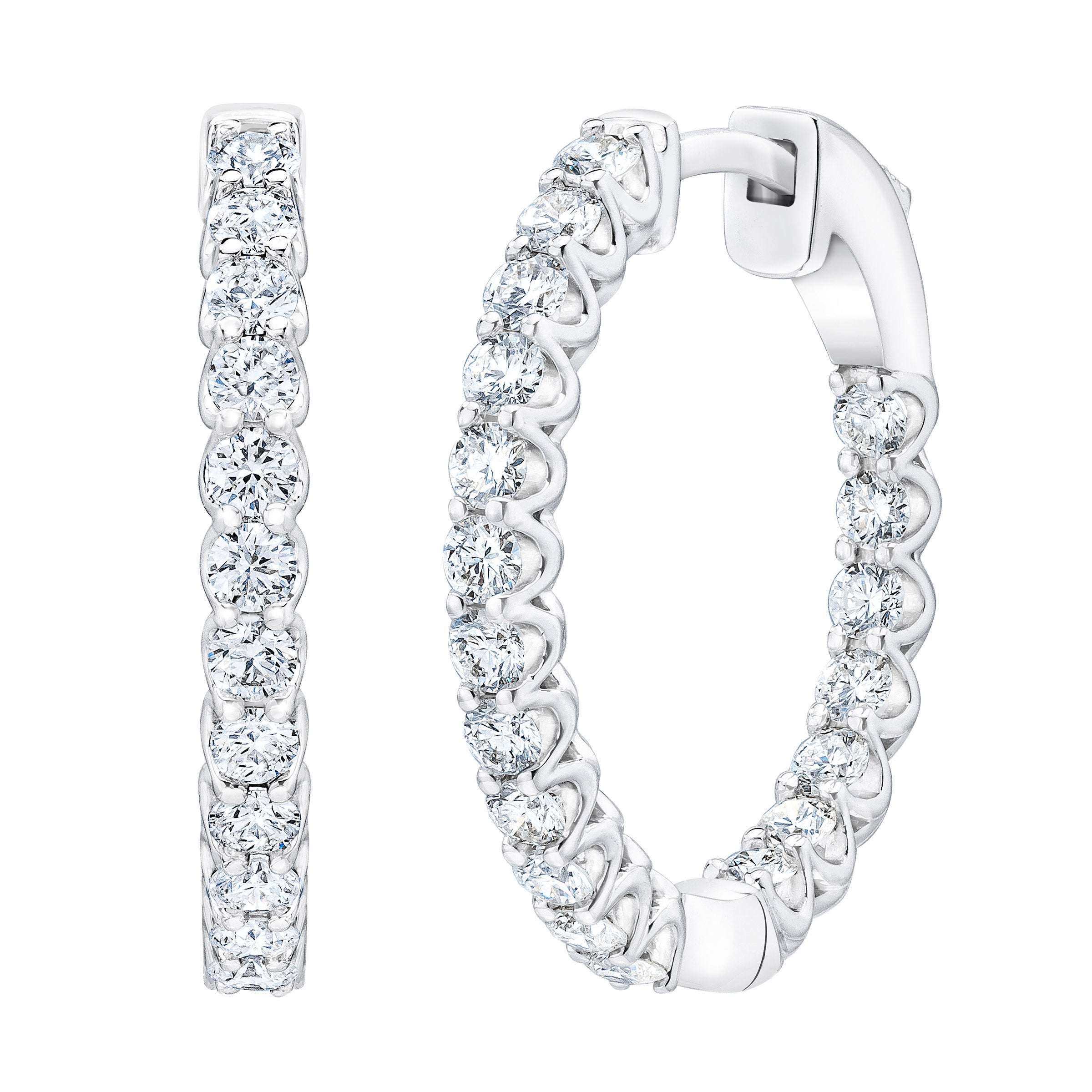 14KT WHITE GOLD VS2 I 1.00CTW ROUND DIAMOND HOOP EARRINGS