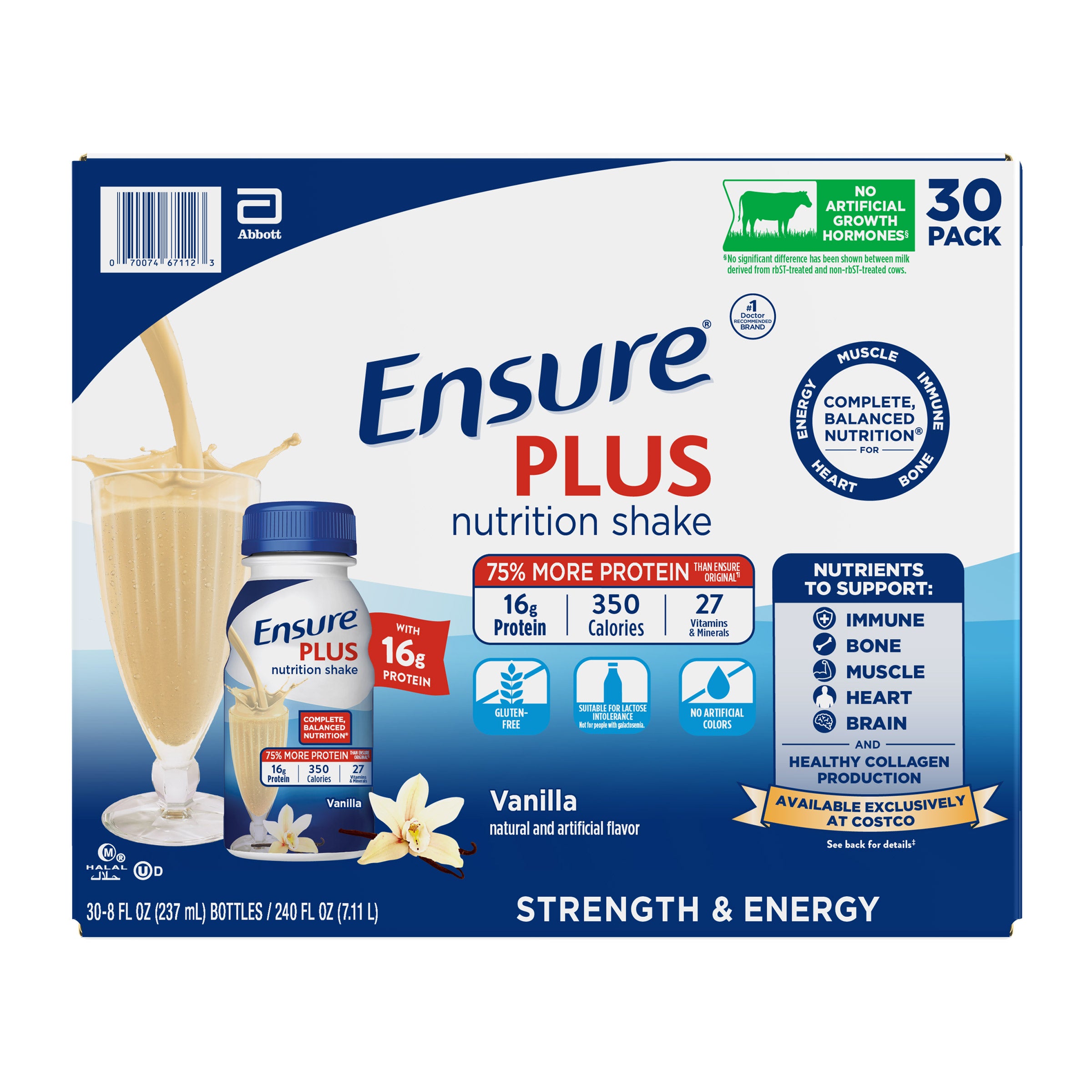 ENSURE PLUS NUTRITION SHAKE VANILLA 30PK / 8 FL OZ - Image 1