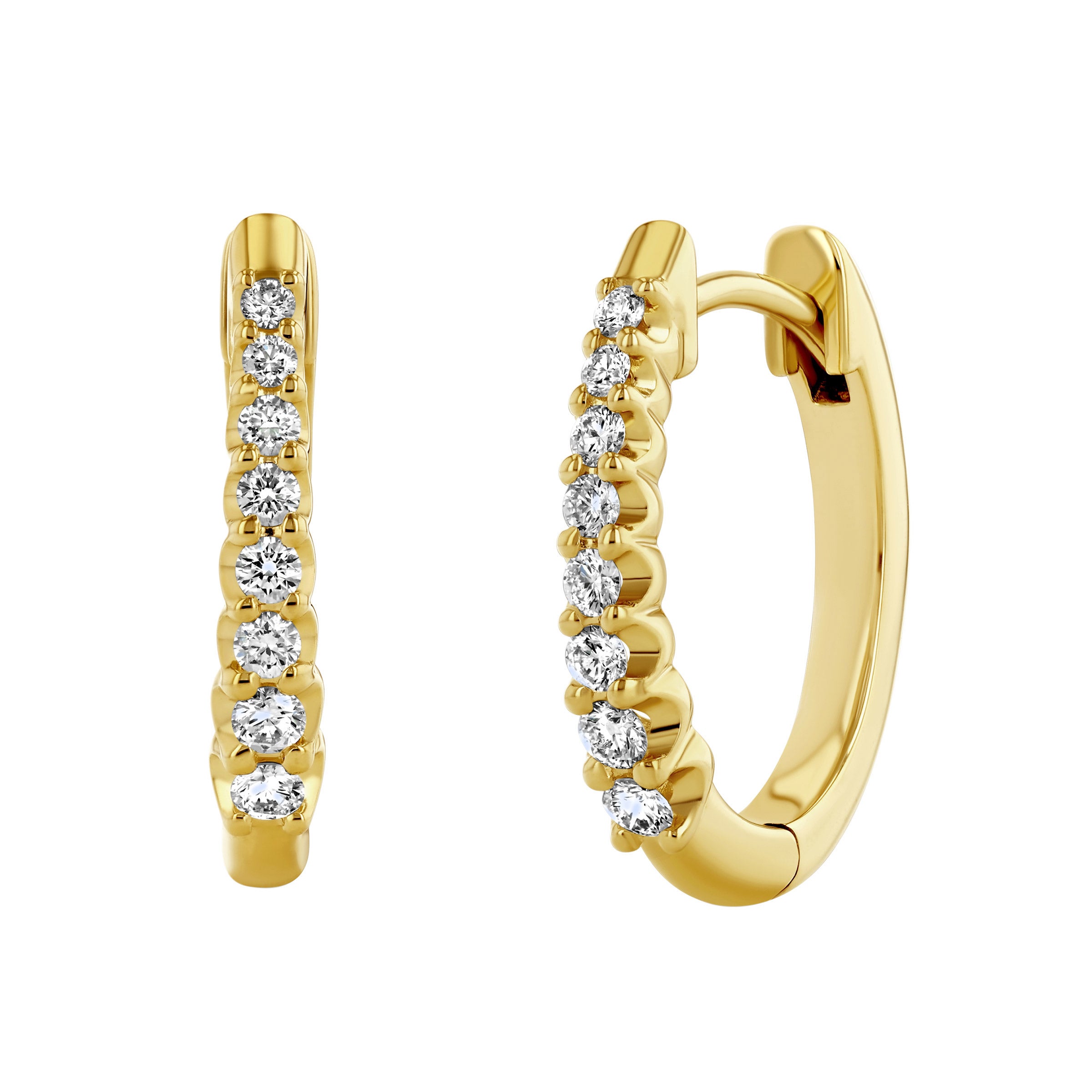 14KT YELLOW GOLD VS2 I 0.25CTW ROUND DIAMOND HOOP EARRINGS - Image 1