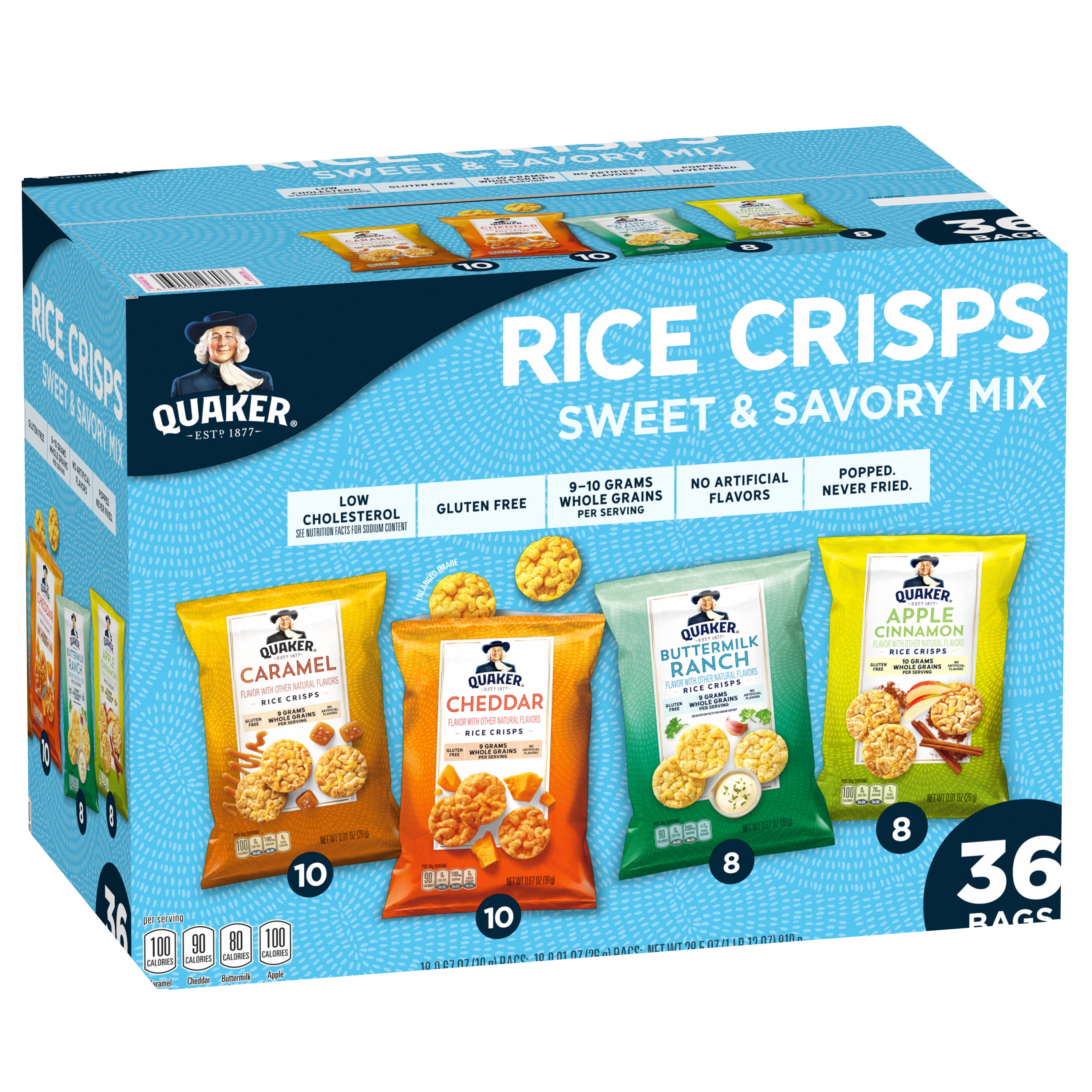 QUAKER RICE CRISPS SWEET AND SAVORY VRTY 36 CT