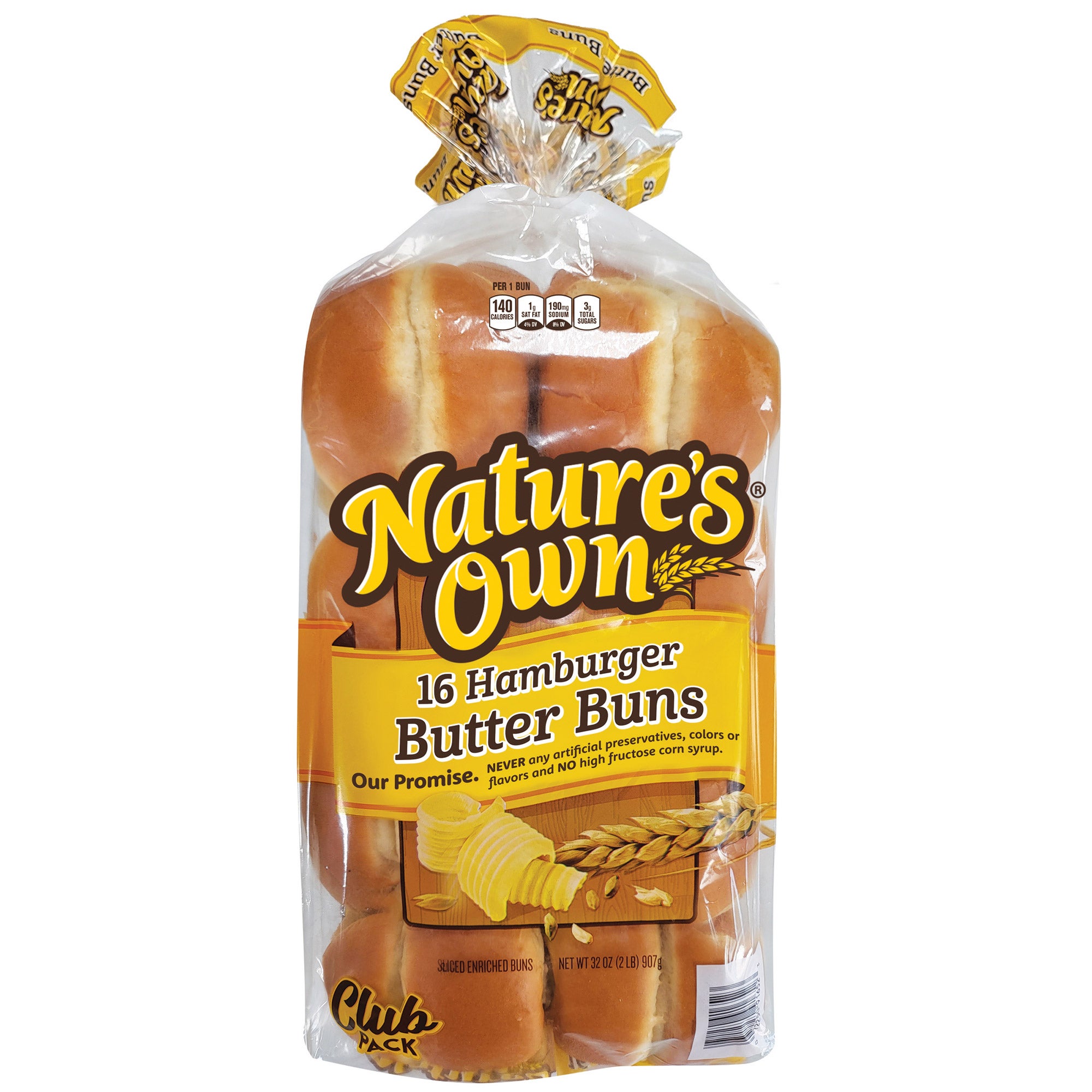 NATURE'S OWN BUTTER HAMBURGER BUNS 16 CT / 32 OZ