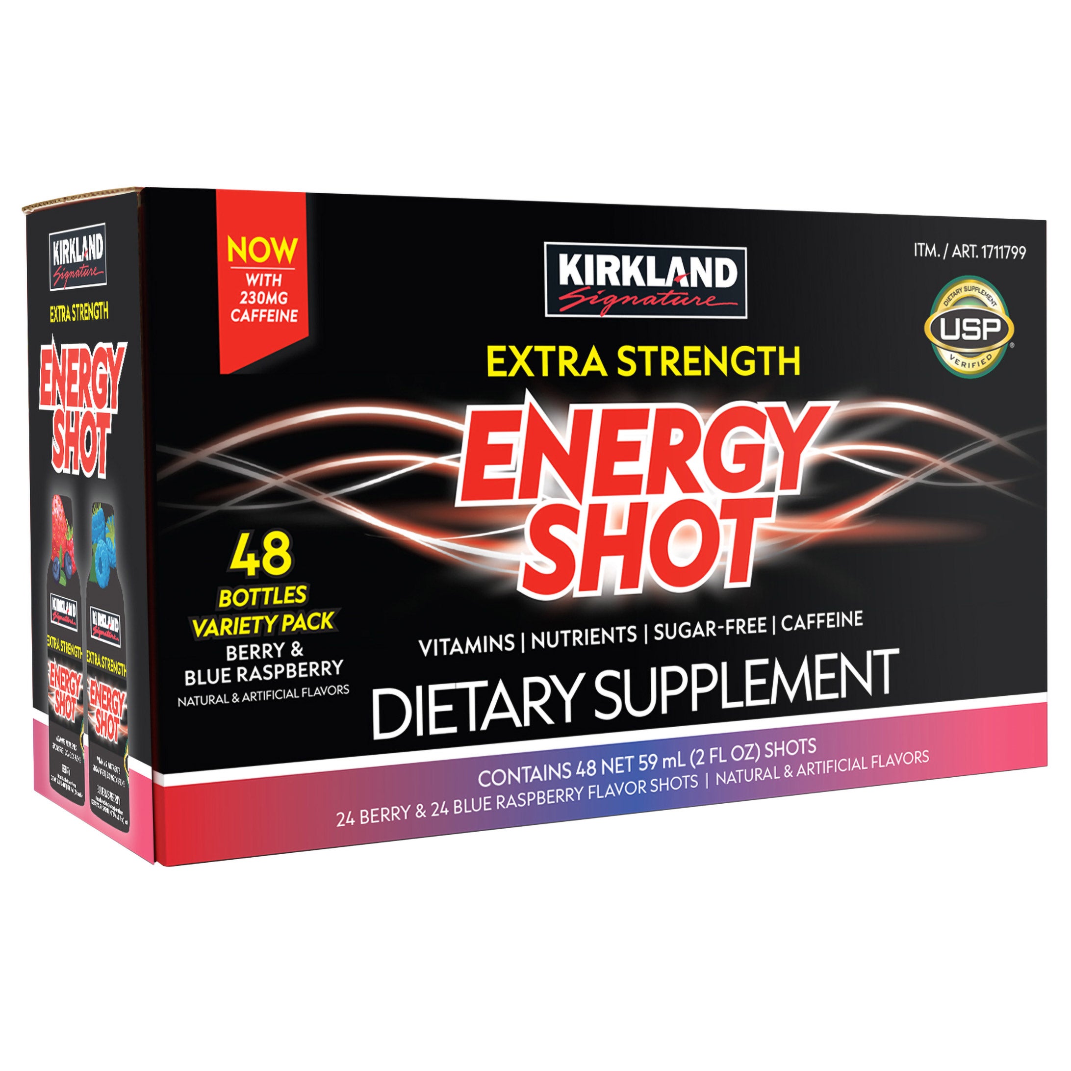 KIRKLAND SIGNATURE EXTRA STRENGTH ENERGY SHOT 48 COUNT X 2 OZ - Image 1