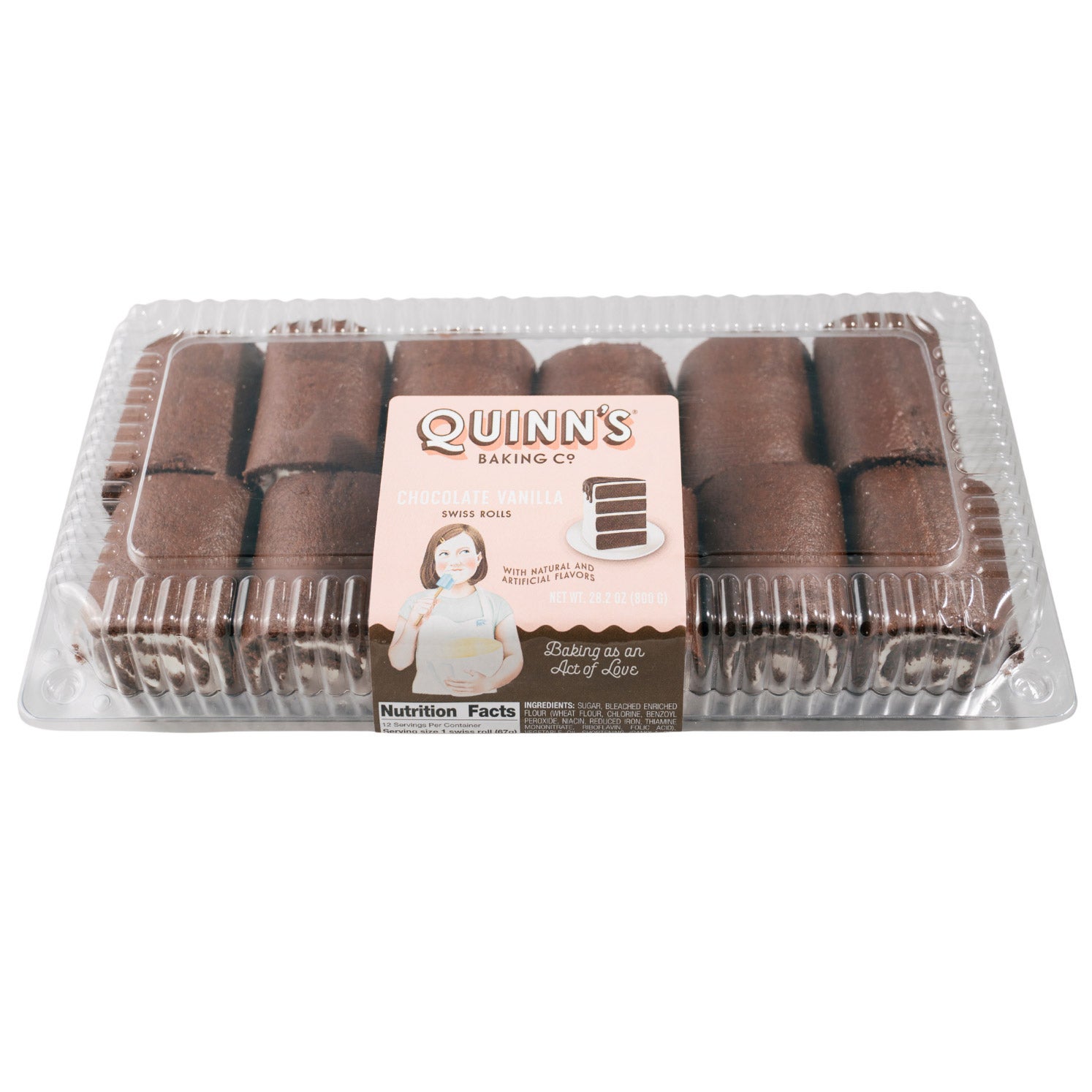 QUINN'S CHOCOLATE SWISS ROLLS 12 COUNT PACKAGE