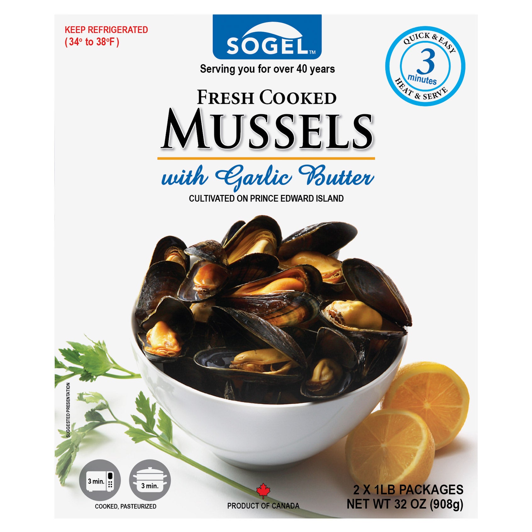 SOGEL GARLIC BUTTER MUSSELS 32 OZ (2 LBS) - Image 1