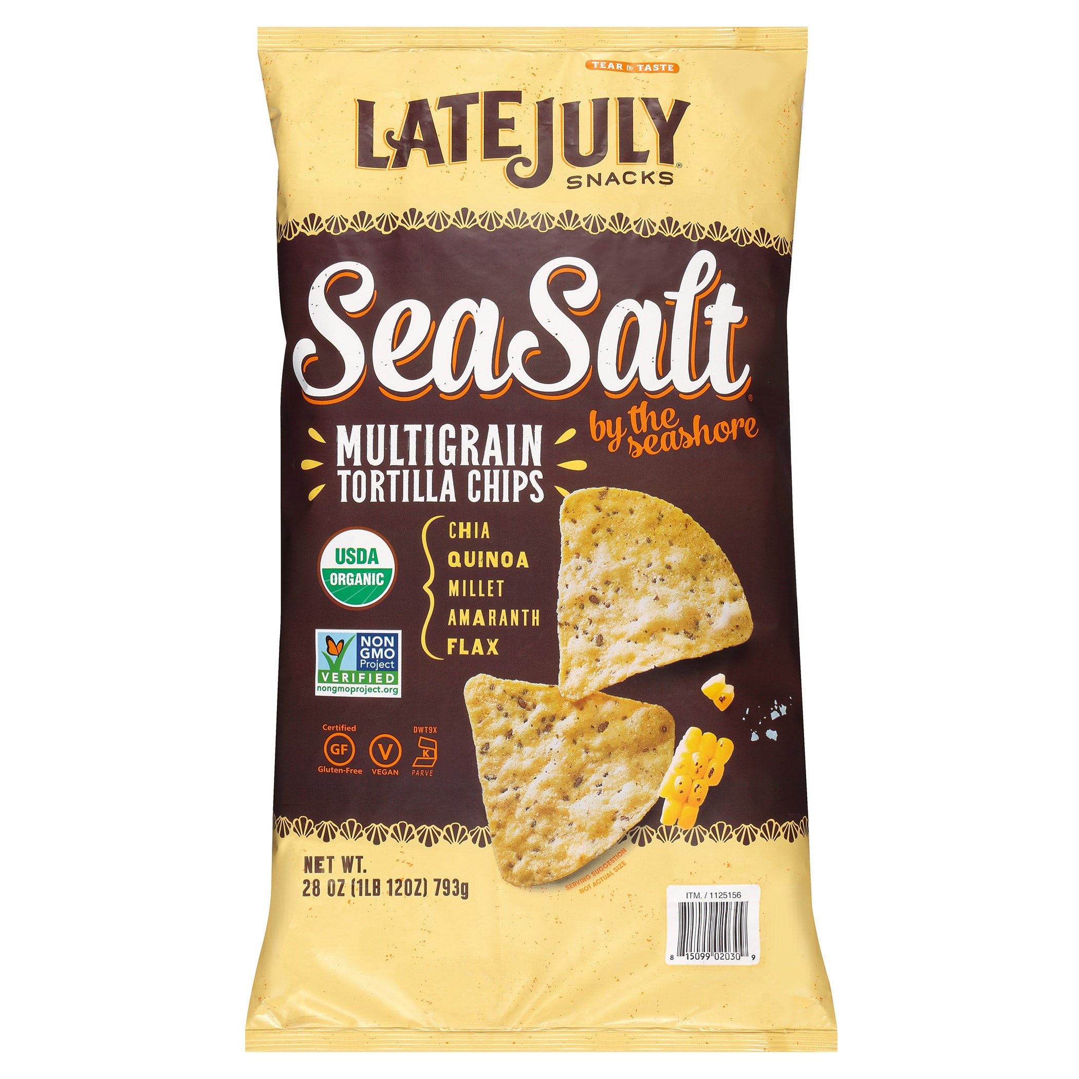 ORGANIC LATE JULY TORTILLA CHIPS 28 OUNCE BAG