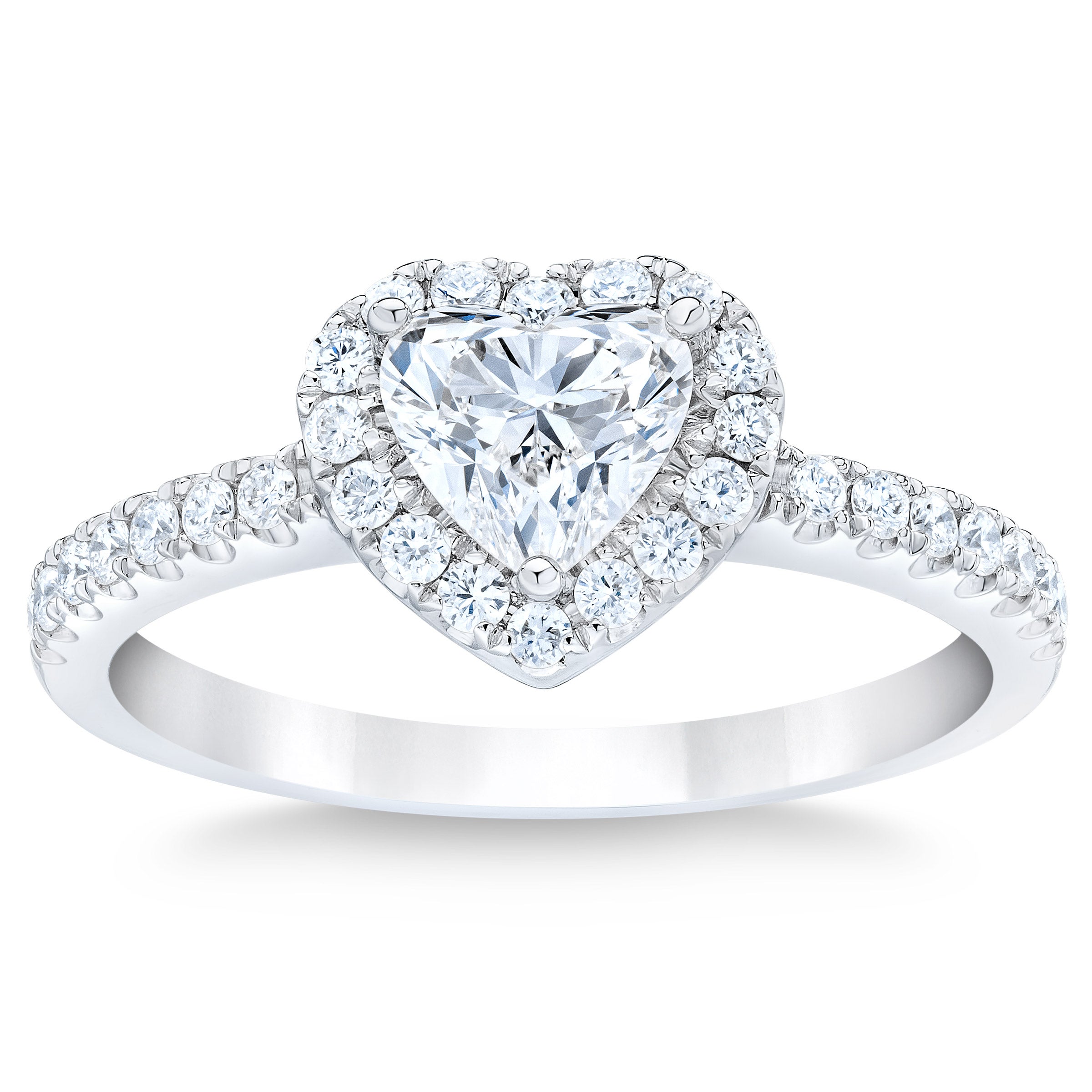 14KT WHITE GOLD VS2 I 1.00CTW HEART & ROUND DIAMOND RING (0.70CTR) - Image 1
