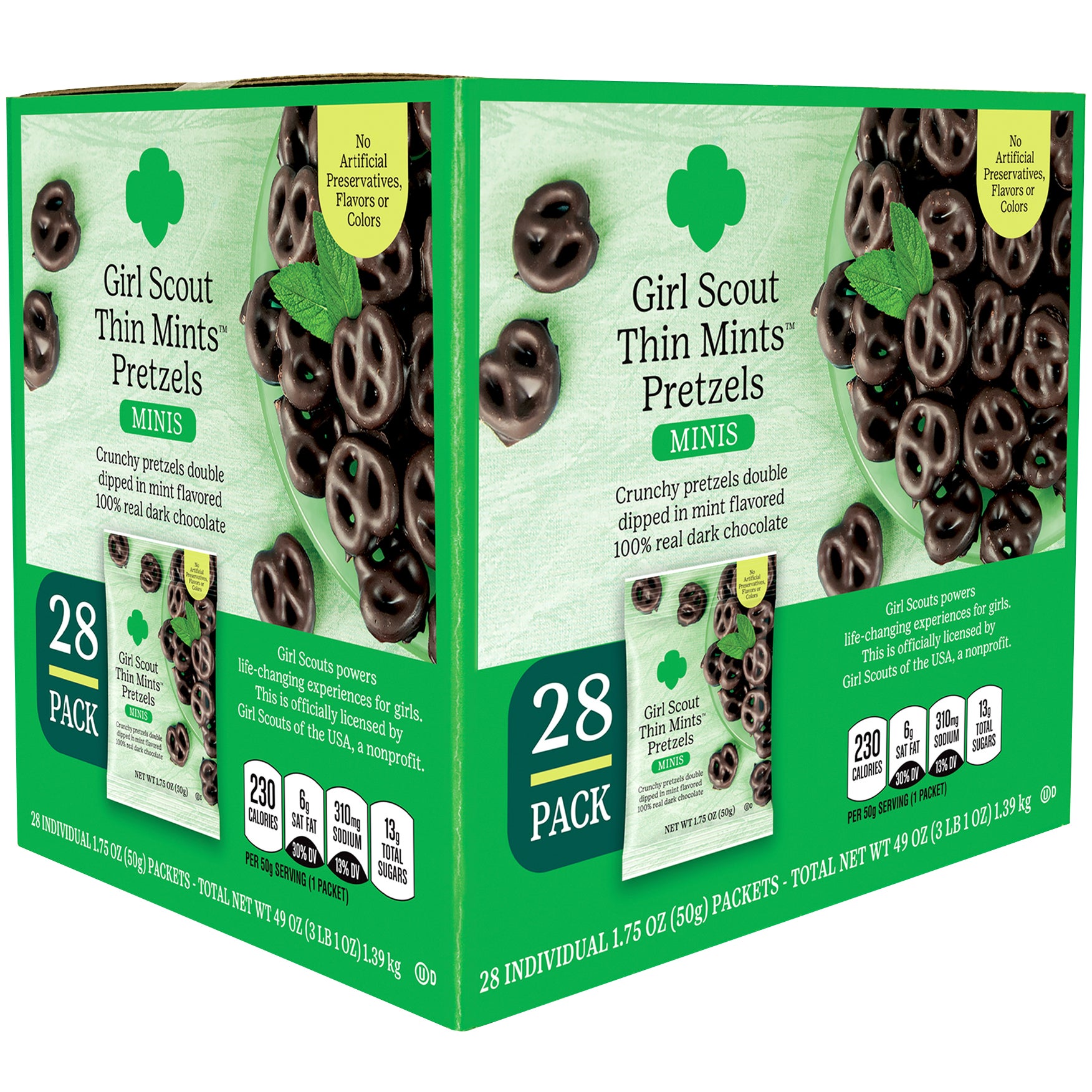 GIRL SCOUT THIN MINTS PRETZELS 28 COUNT BOX