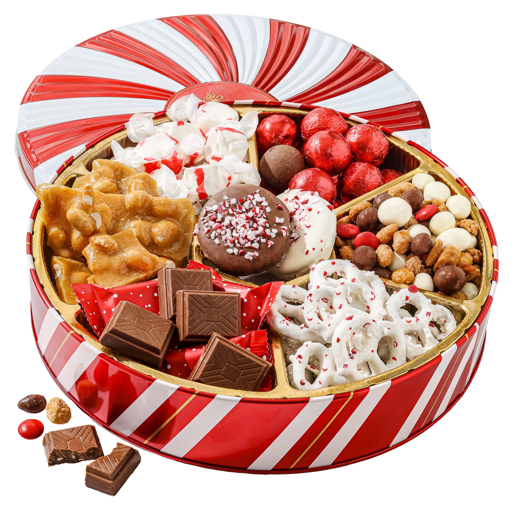 BONNIE & POP LAZY SUSAN CHOCOLATE CANDY TIN 20 OZ - Image 1