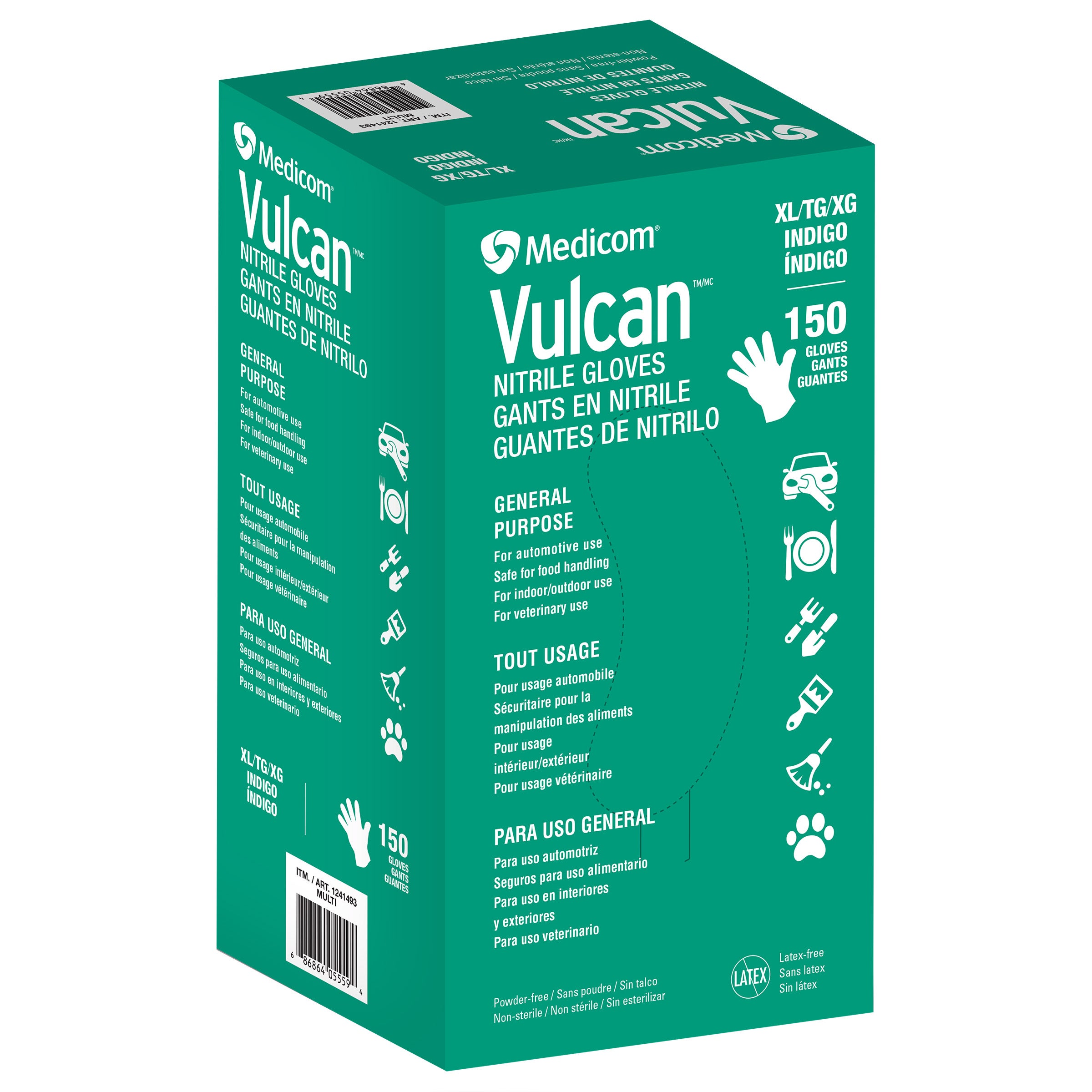 VULCAN NITRILE + POWDER FREE GLOVES 150 CT XLG - Image 1