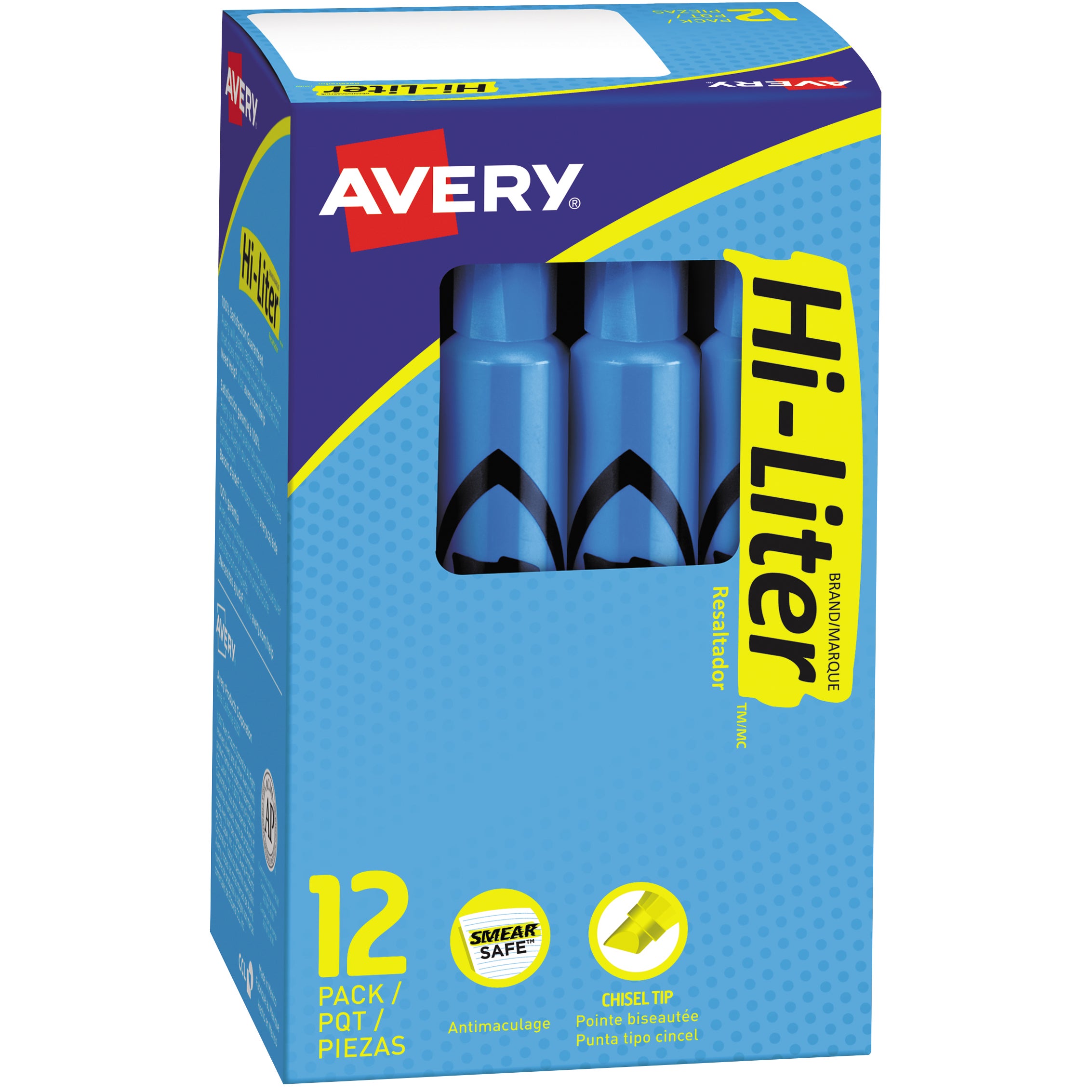 AVERY HILITER DSK FLOURESCENT 24 MARKERS AVE24016KT 2CT BLUE