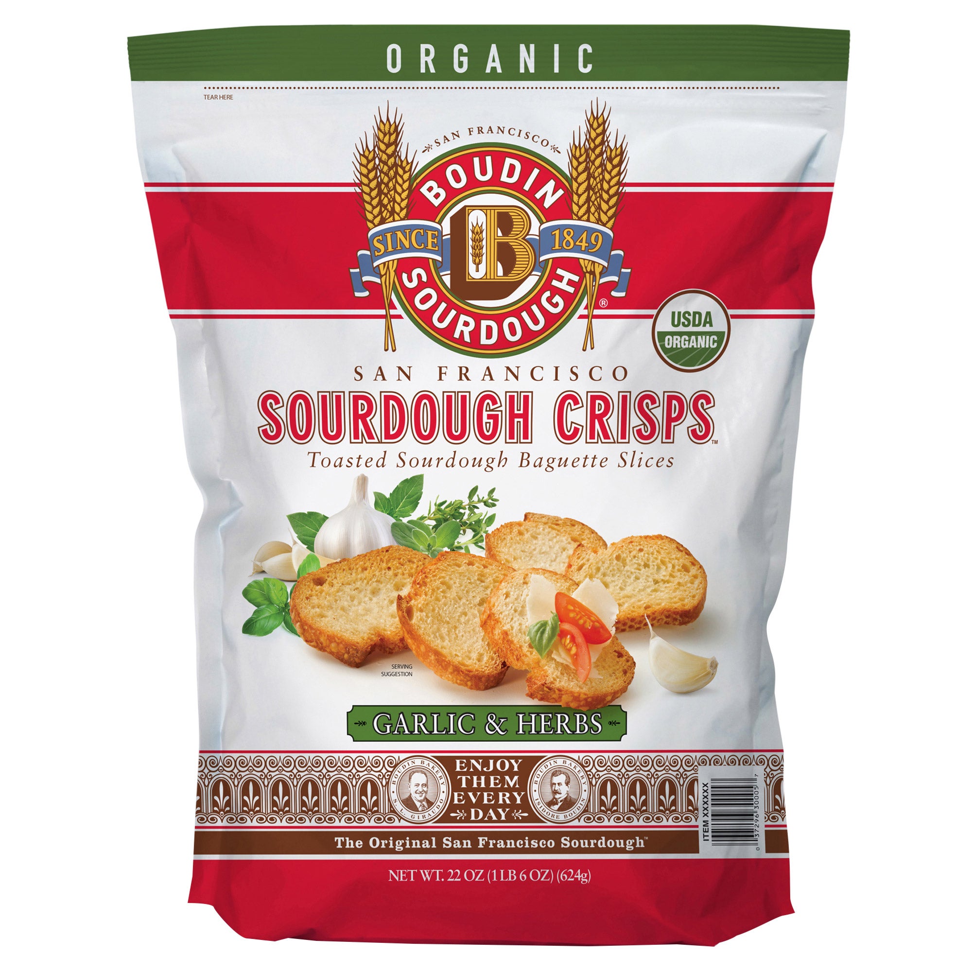 ORGANIC BOUDIN GARLIC SOURDOUGH CRISP 22 OUNCES - Image 1