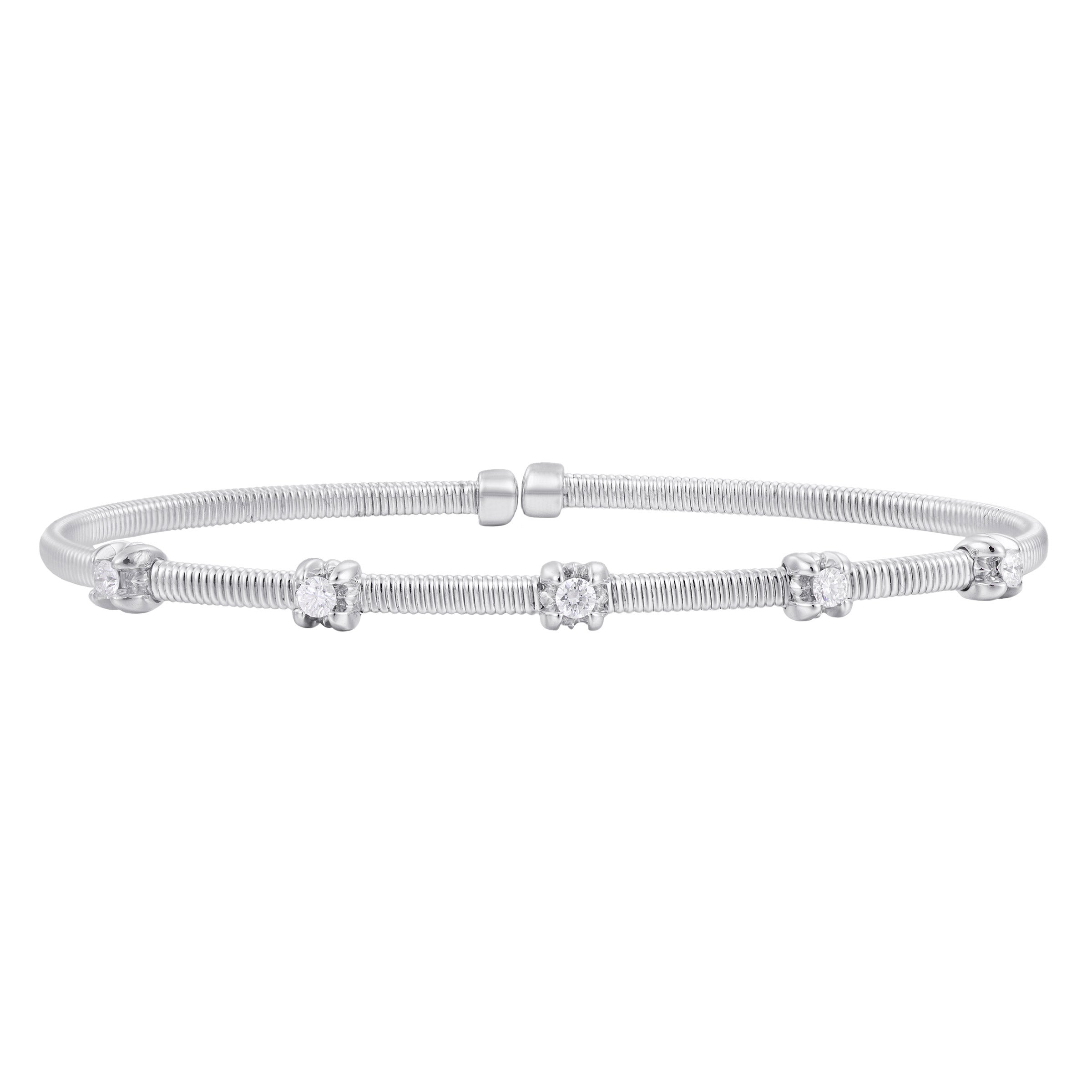 14KT WHITE GOLD VS2 I 0.36CTW ROUND DIAMOND CUFF BRACELET - Image 1