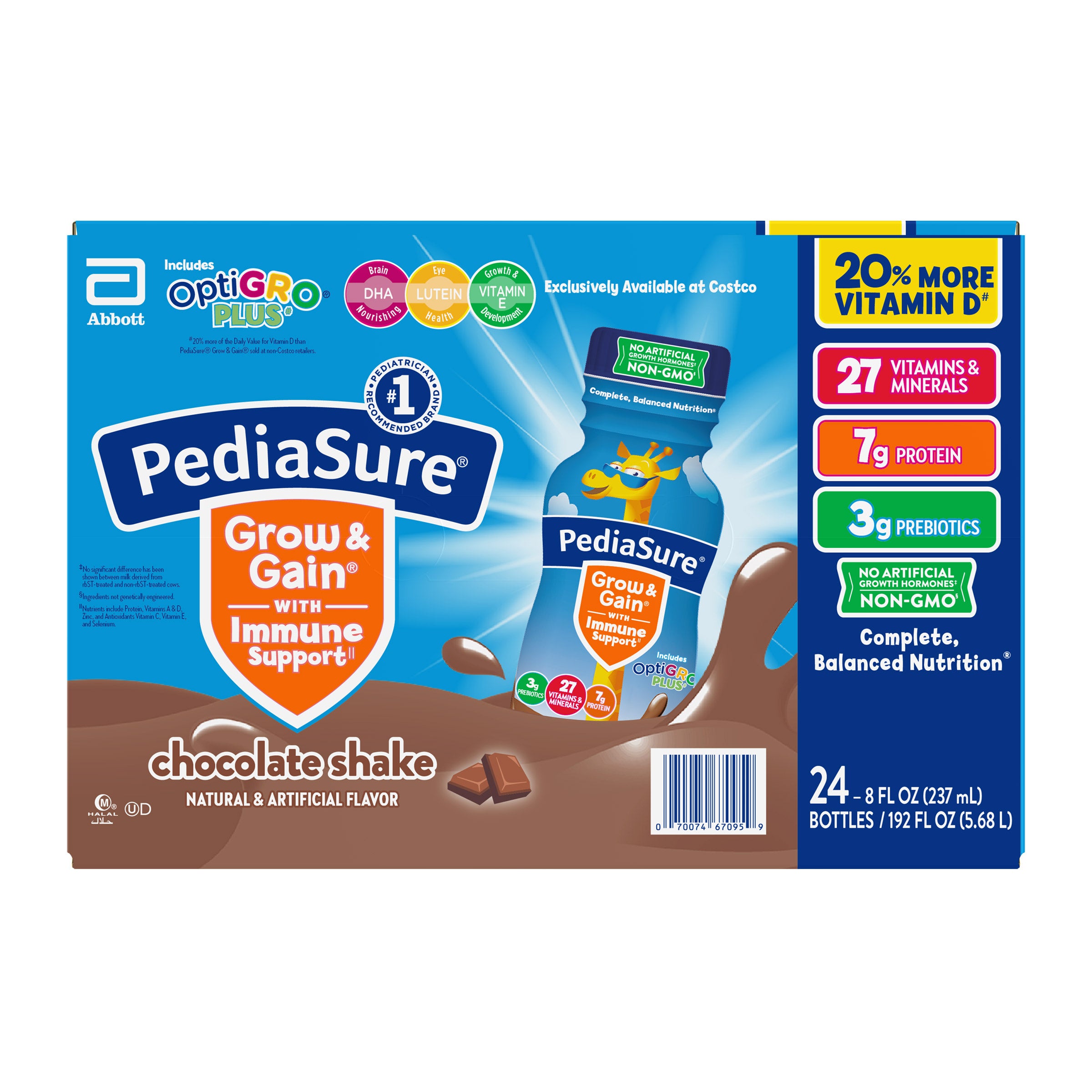 PEDIASURE OPTIGRO CHOCOLATE KIDS SHAKE 8 FL OZ/24 COUNT - Image 1