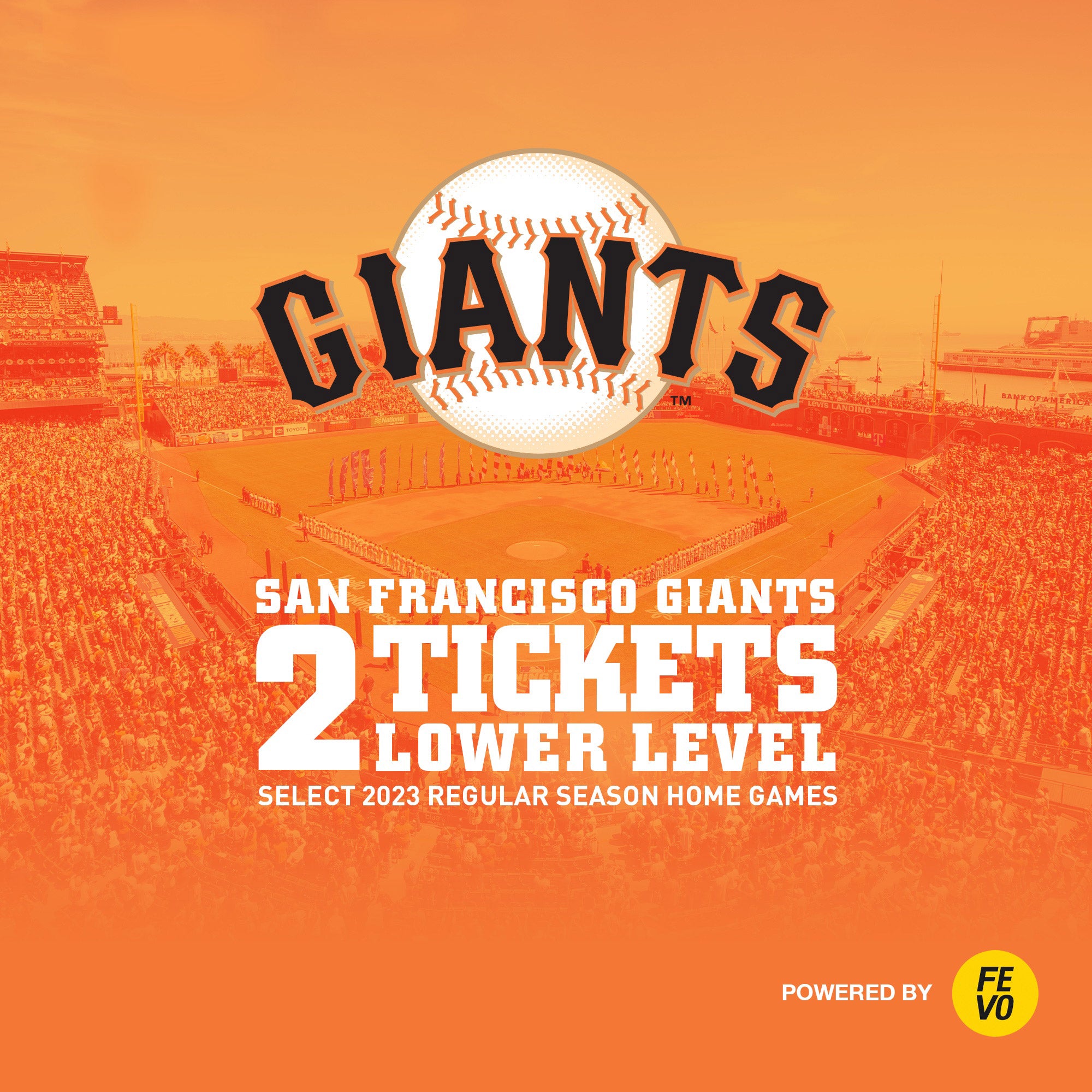 MLB - SF GIANTS 2 LOWER LEVEL TICKETS ITEM IS NON-REFUNDABLE