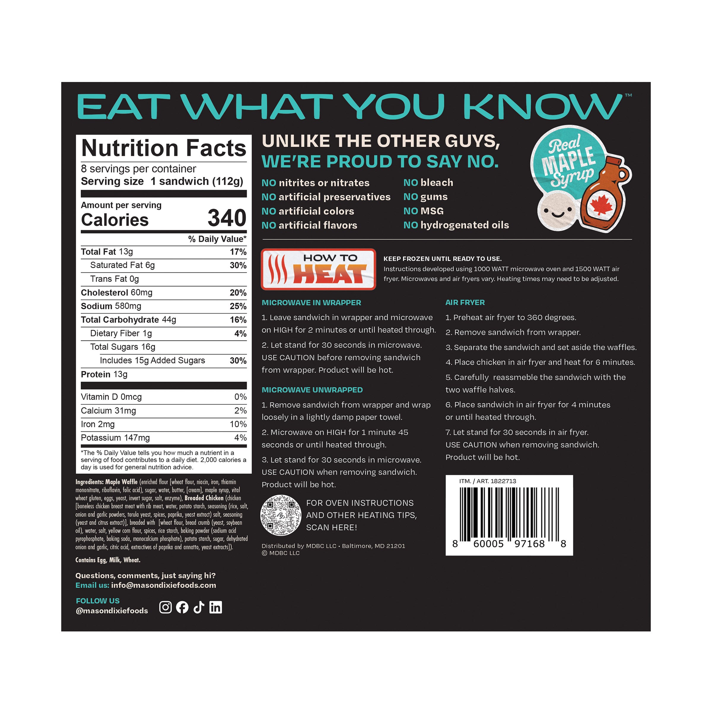 MASON DIXIE CHICKEN AND WAFFLE 8 COUNT BOX