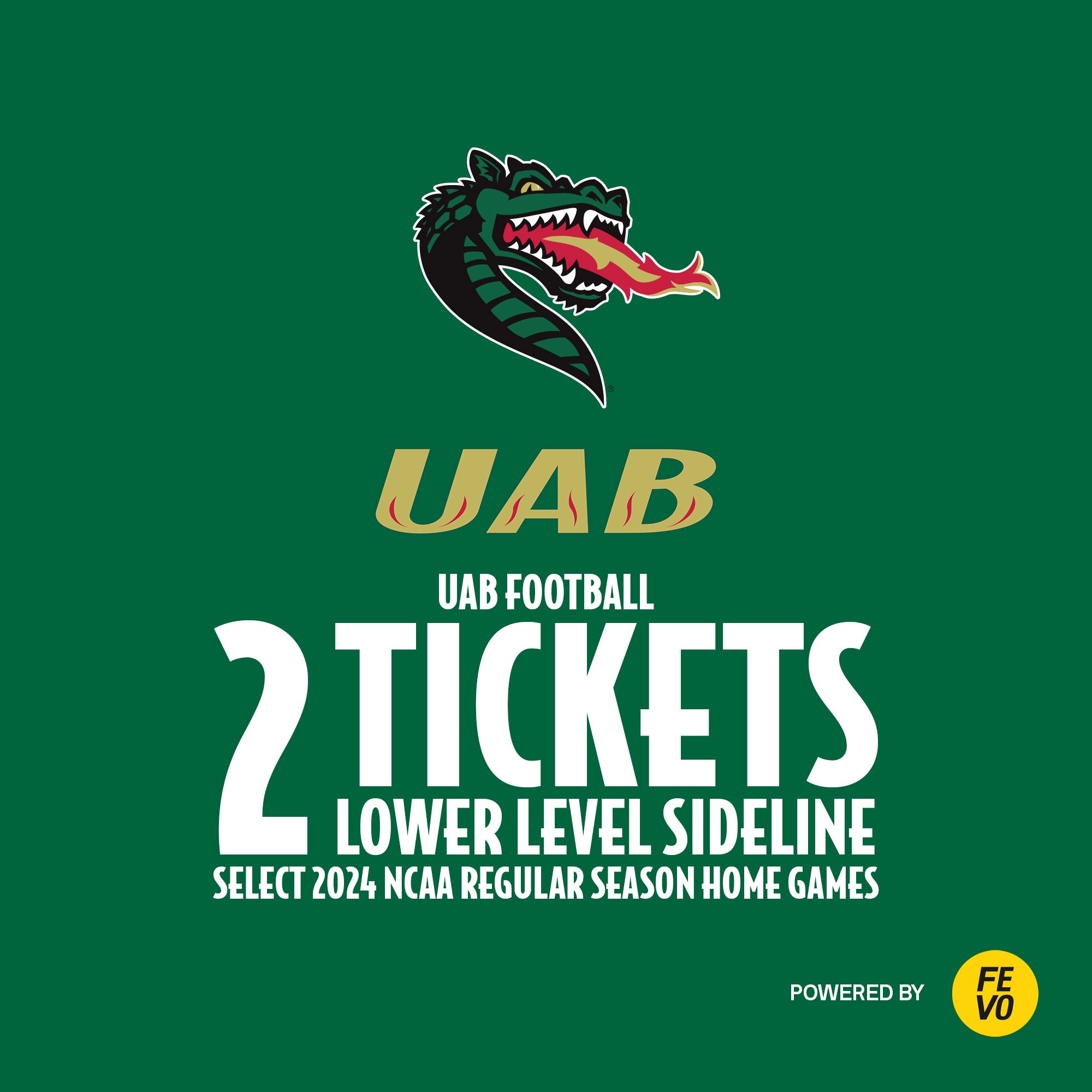 NCAA- UAB FOOTBALL 2 LOWER LEVEL TICKETS ITEM IS NON-REFUNDABLE
