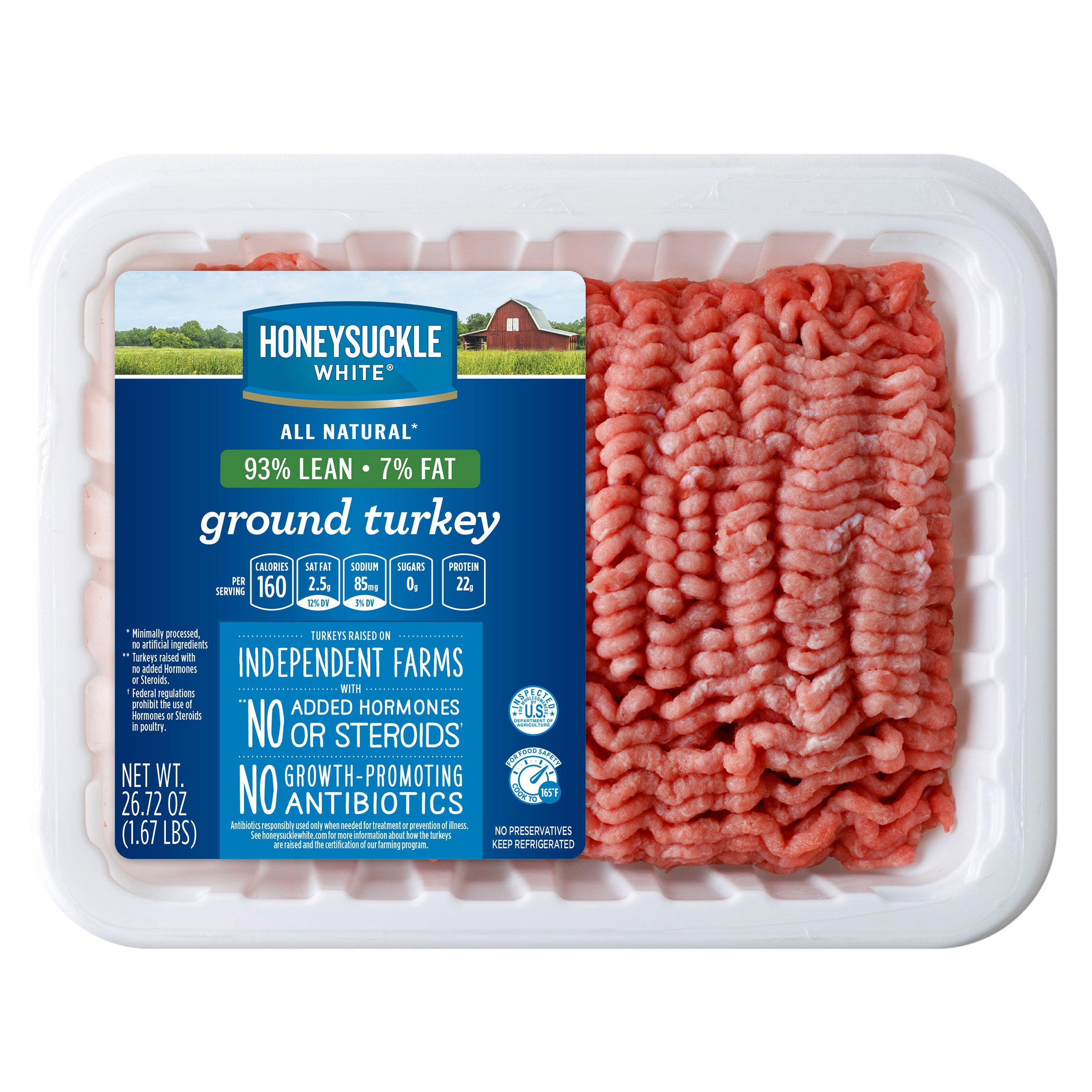 FRESH GROUND TURKEY 93% LEAN / 7% FAT 4 - 1.67 LB UNITS