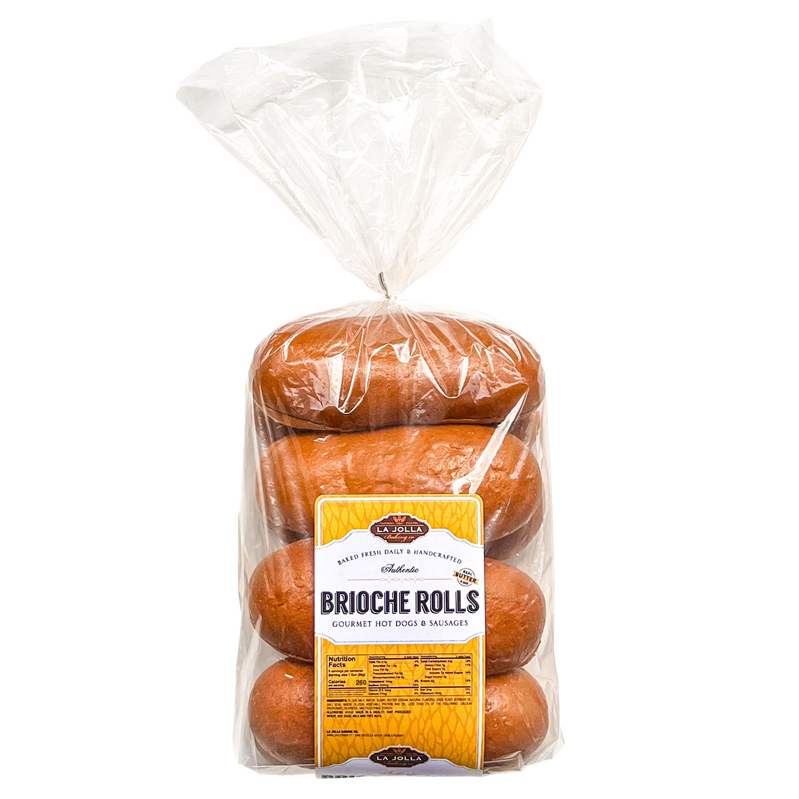 LA JOLLA BAKING CO. BRIOCHE HAMBURGER BUNS 12 COUNT