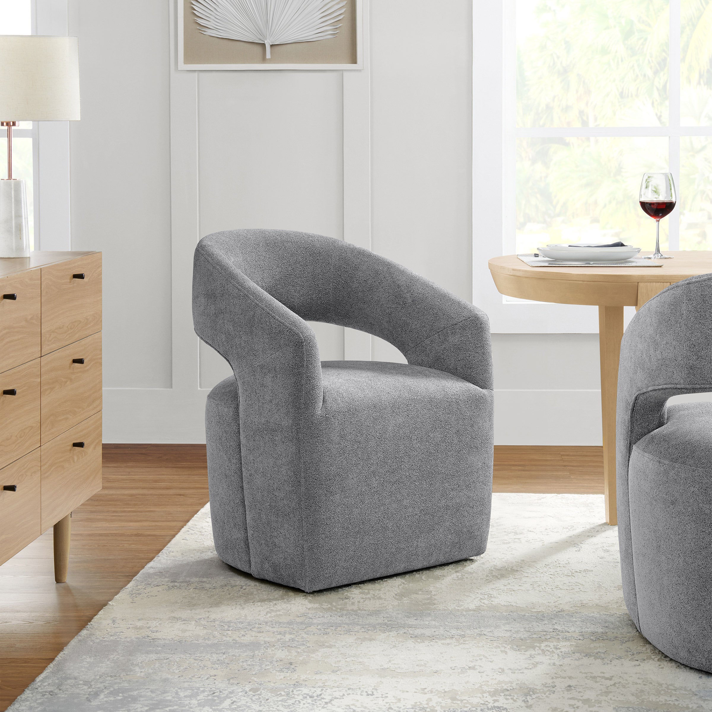 AIDEN & IVY ALIVIA FABRIC DINING CHAIR WITH CASTERS