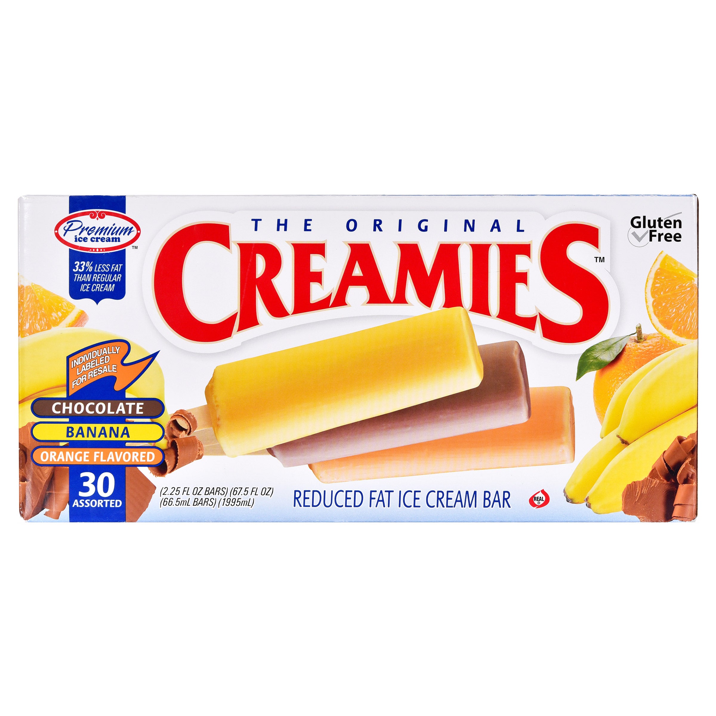 CREAMIES PREMIUM ICE CREAM BAR VARIETY 30/2.25 OZ