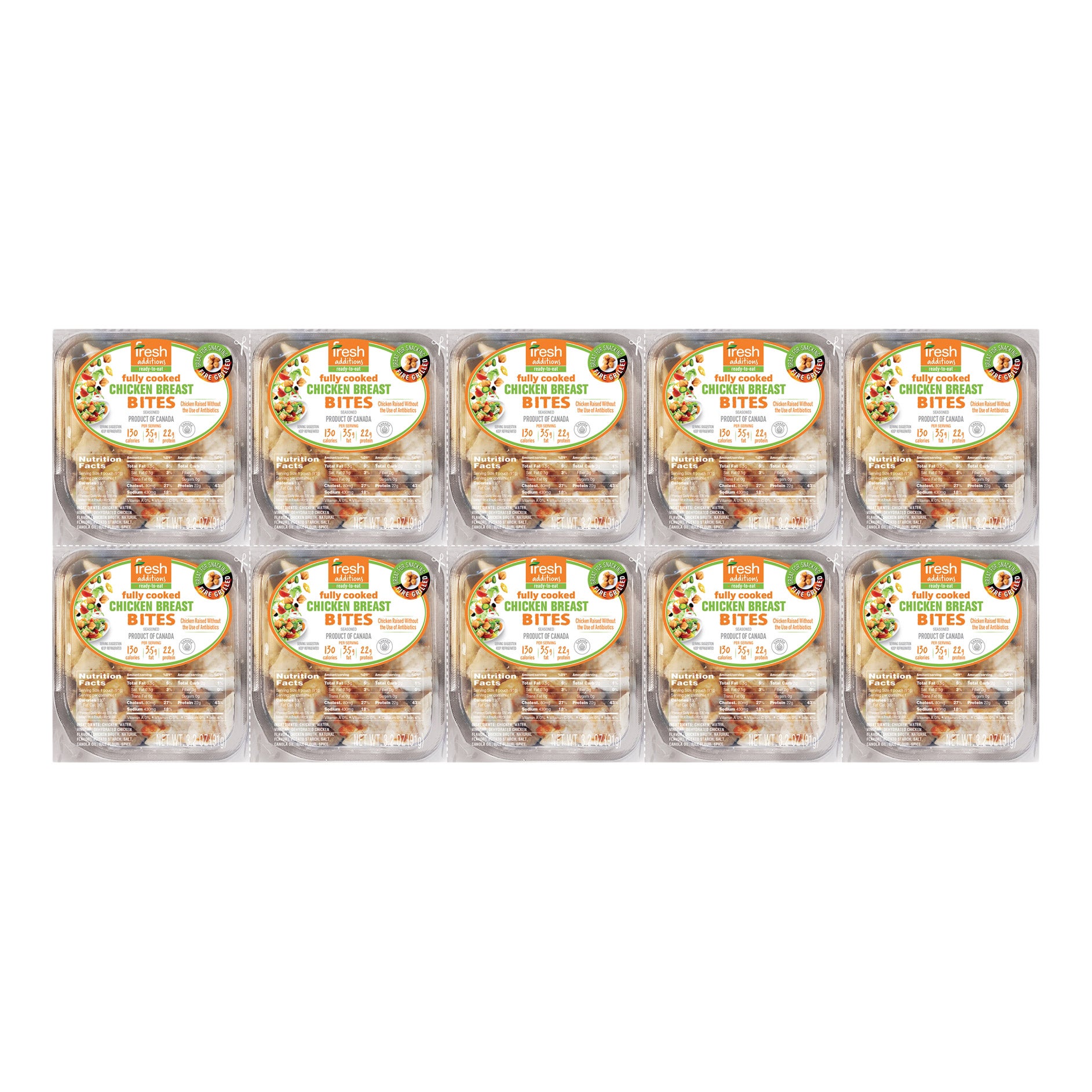 FRESH ADDITIONS CHICKEN BREAST BITES 10/3.2 OUNCE PACKAGES