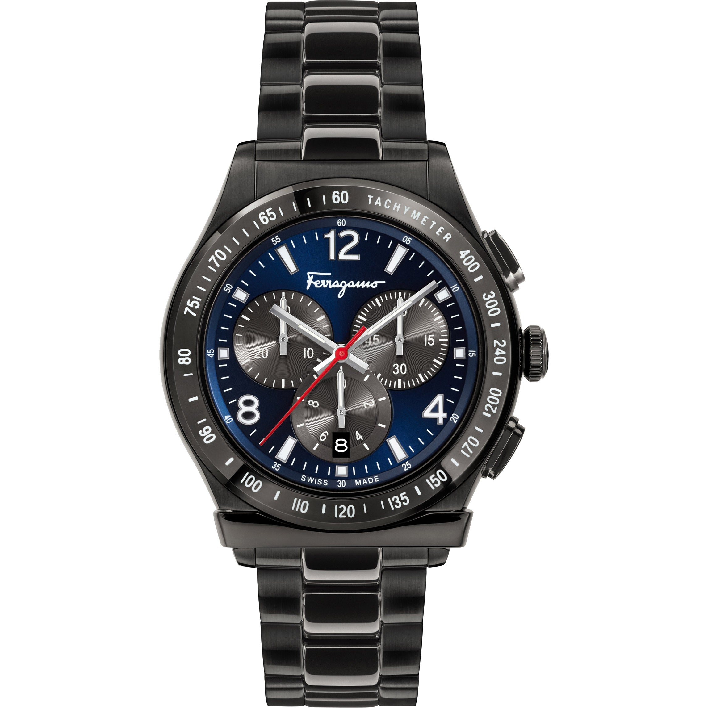 FERRAGAMO 1898 BLACK STAINLESS STEEL QUARTZ MEN'S WATCH - Image 1