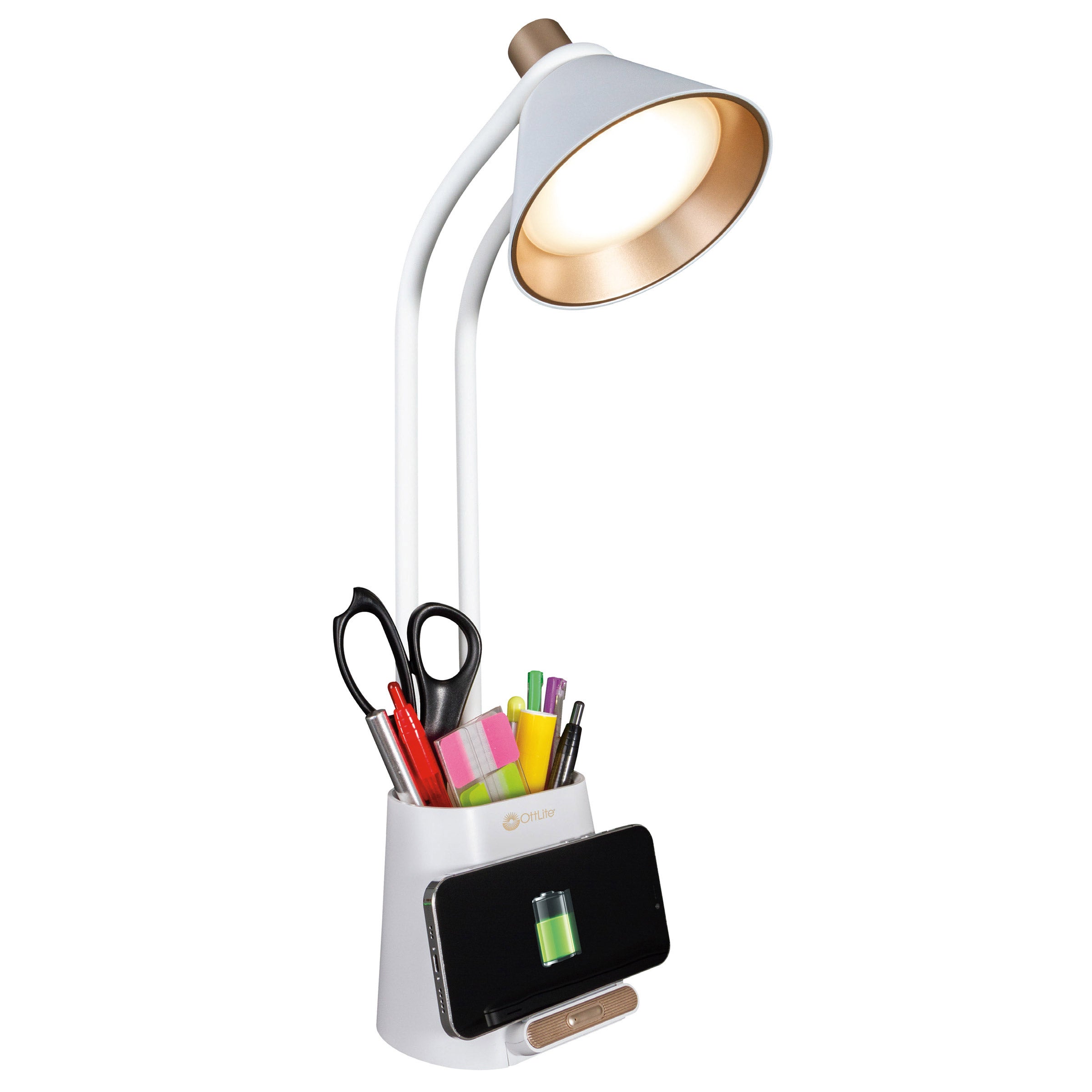 OTTLITE WIRELESS CHARGING DESK LAMP WITH STORAGE