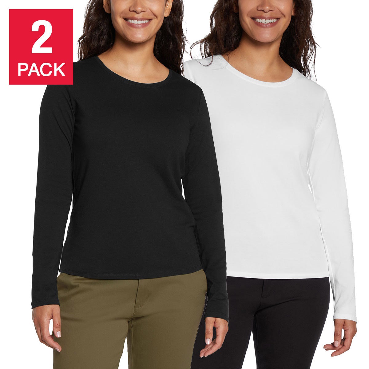 BANANA REPUBLIC WOMEN'S LONG SLEEVE CREW NECK TEE 2PK