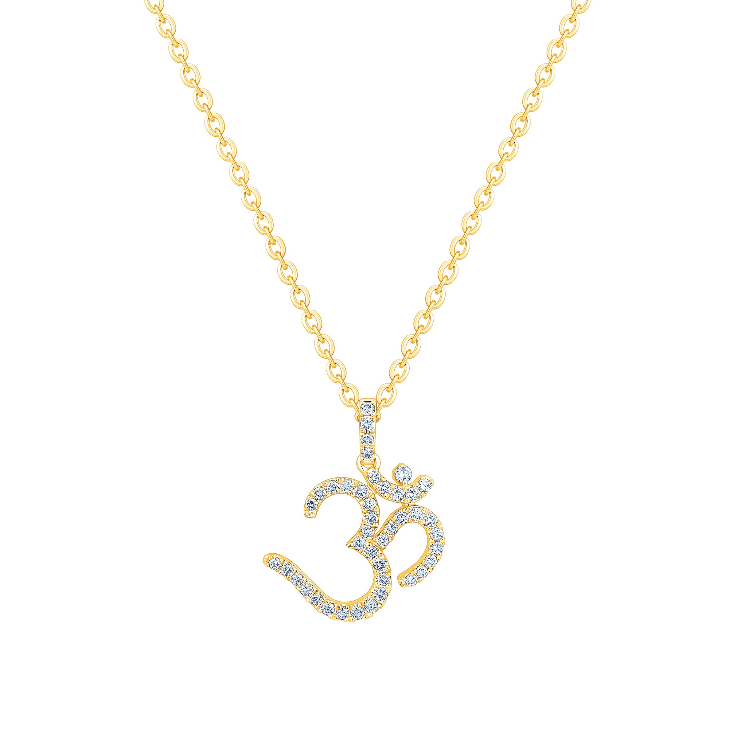 14KT YELLOW GOLD VS2 I 0.25CTW ROUND DIAMOND OM NECKLACE - Image 1