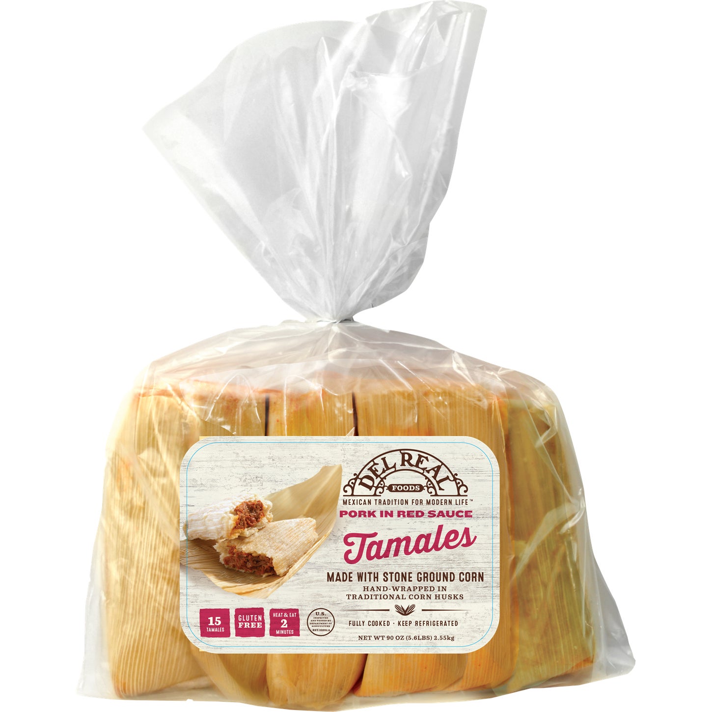 DEL REAL STONE GROUND CORN MASA PORK TAMALE 15/6 OZ - Image 1