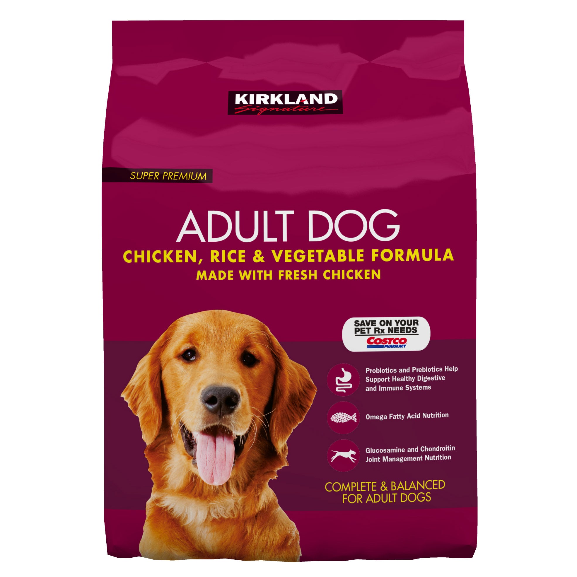 KIRKLAND SIGNATURE CHICKEN, RICE, & VEG DOG FOOD 40 LB