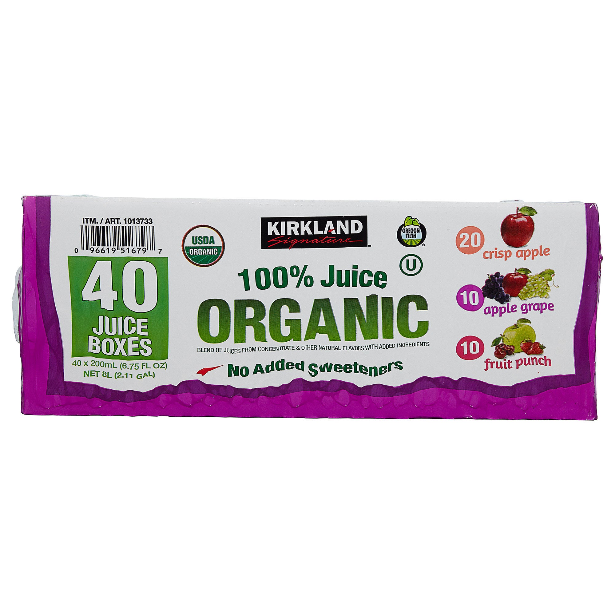 KIRKLAND SIGNATURE ORGANIC 100% JUICE 40/6.75OZ