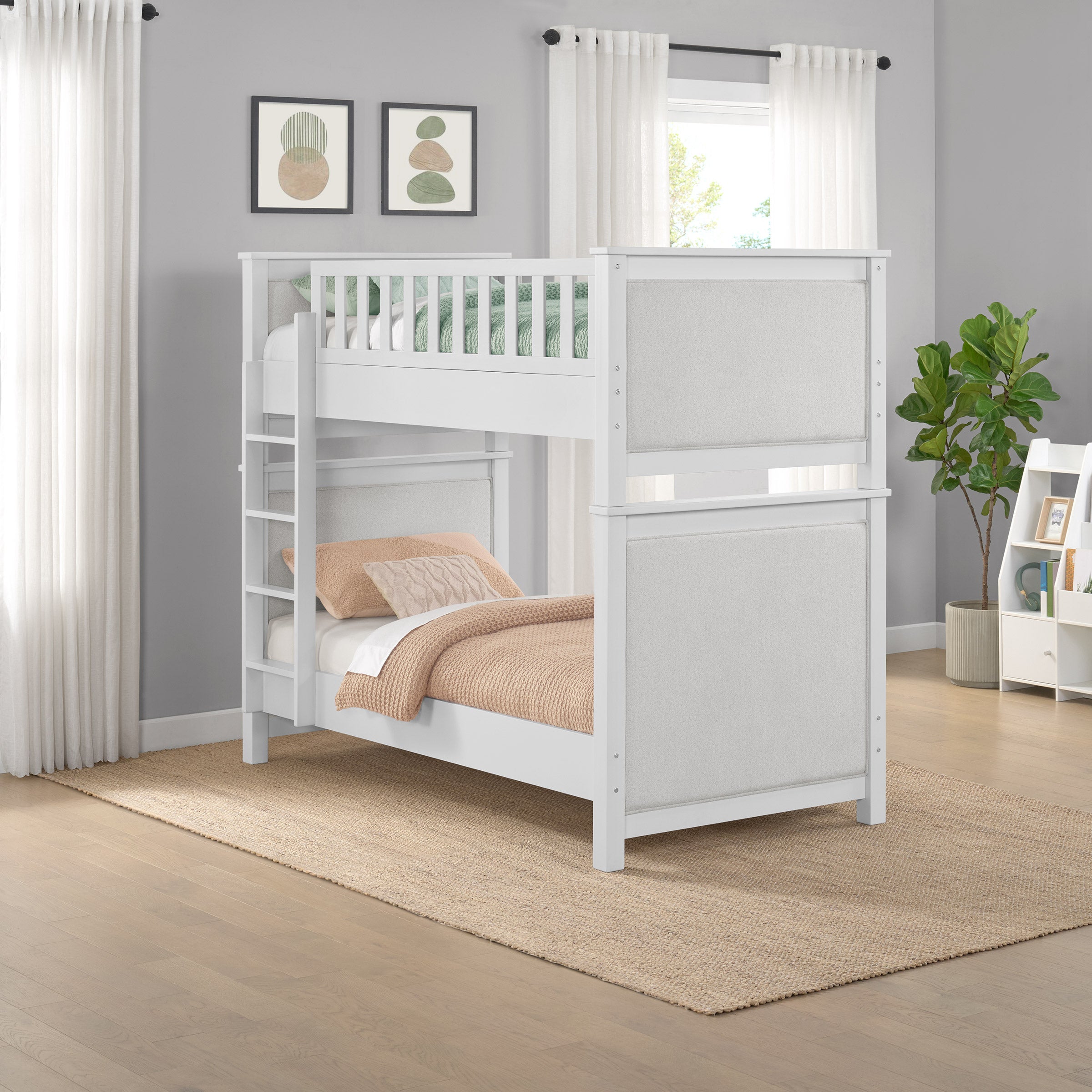 BAYSIDE FURNISHSINGS PAIGE UPHOLSTERED TWIN/TWIN BUNK BED