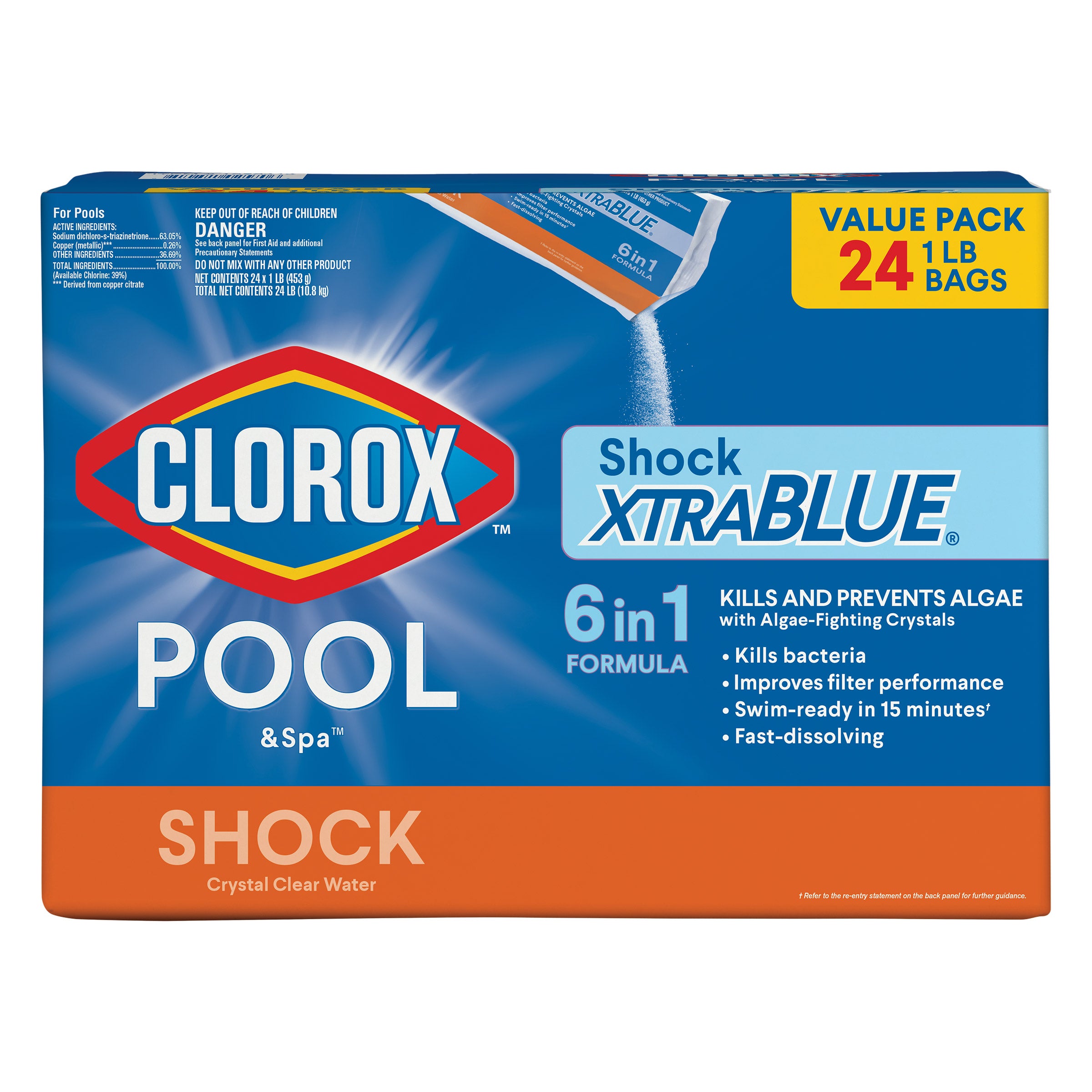 CLOROX POOL & SPA SHOCK XTRA BLUE 24 PK