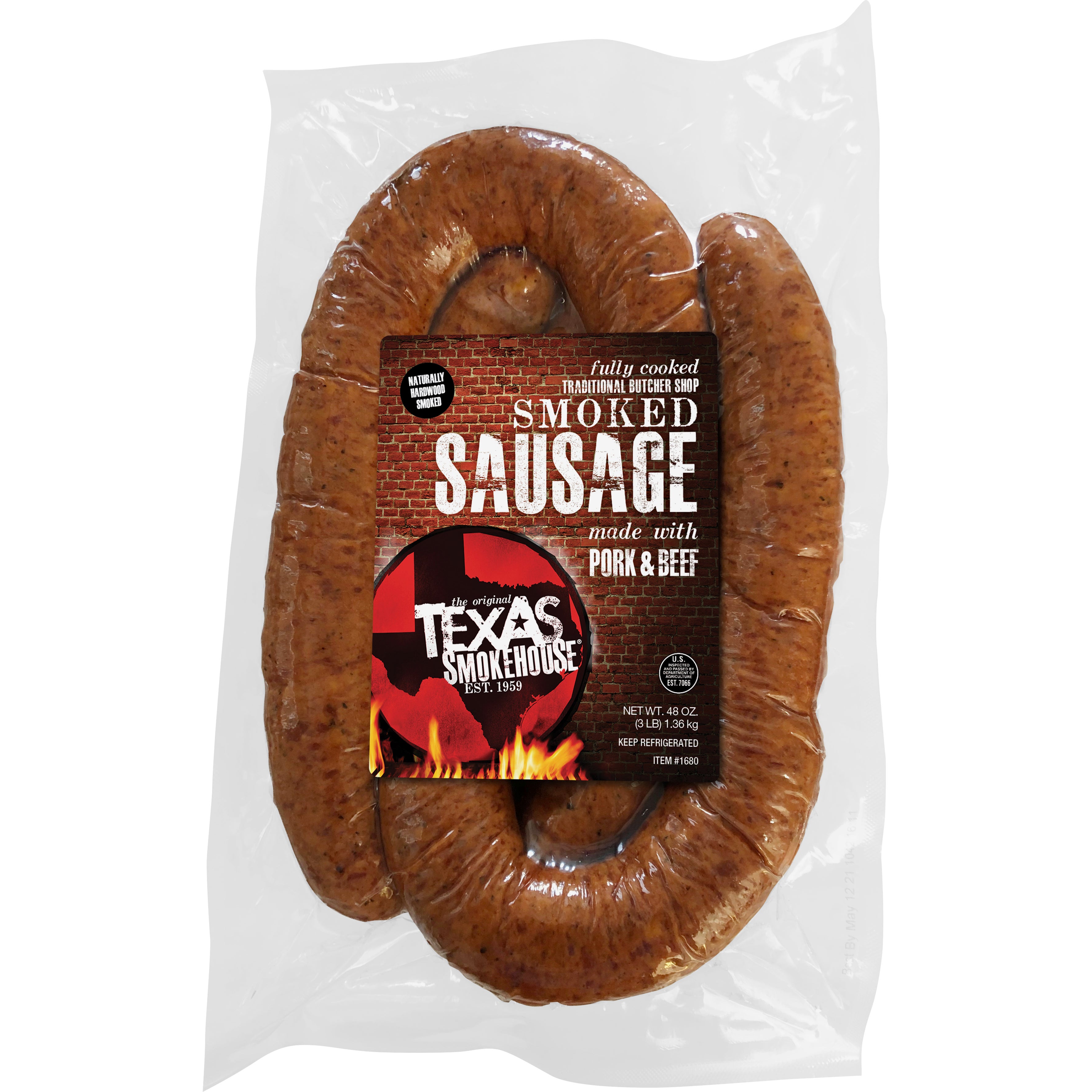 TEXAS SMOKEHOUSE SMOKED SAUSAGE PORK & BEEF 3 LBS - Image 1