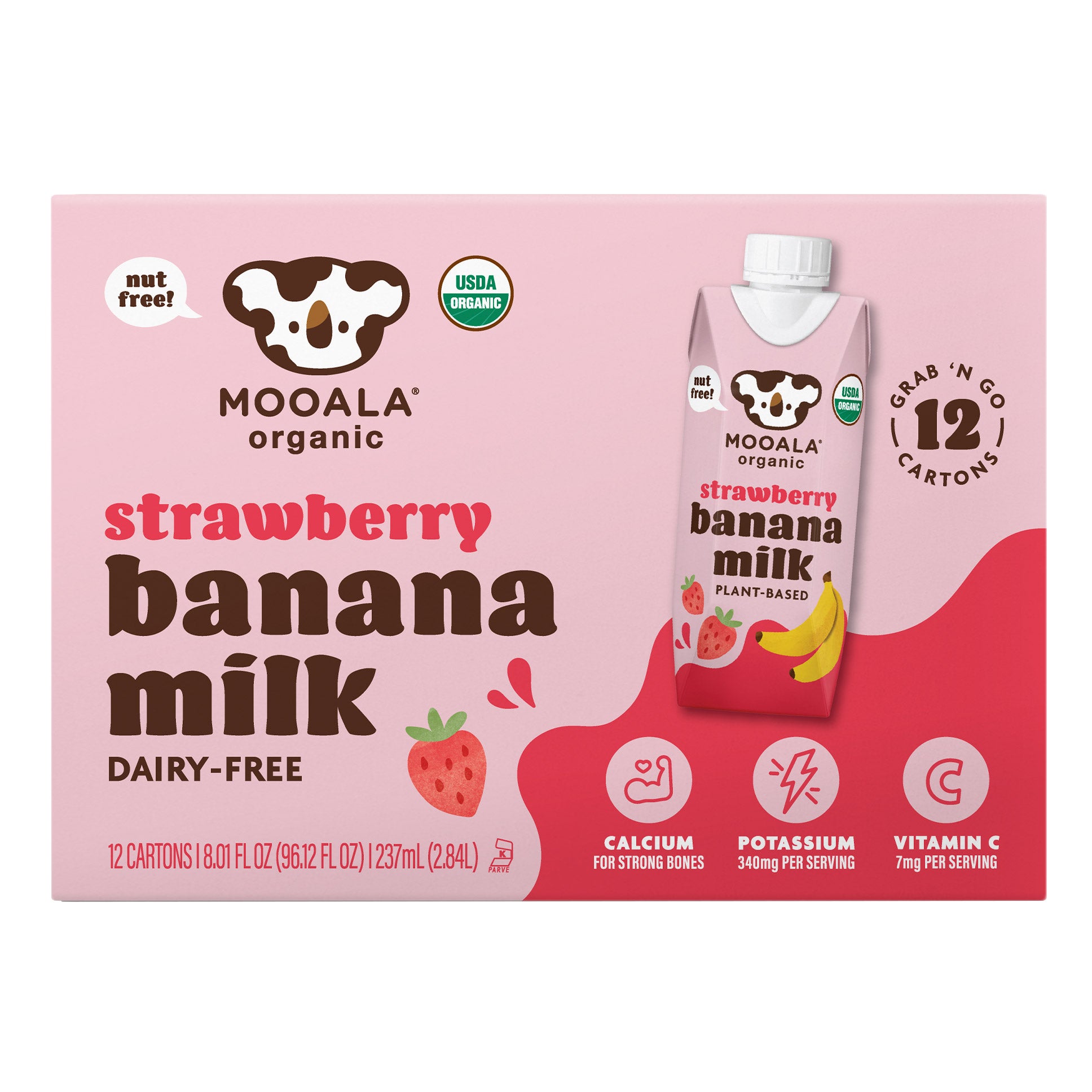 MOOALA ORGANIC STRAWBERRY BANANA MILK 12 / 8 OZ