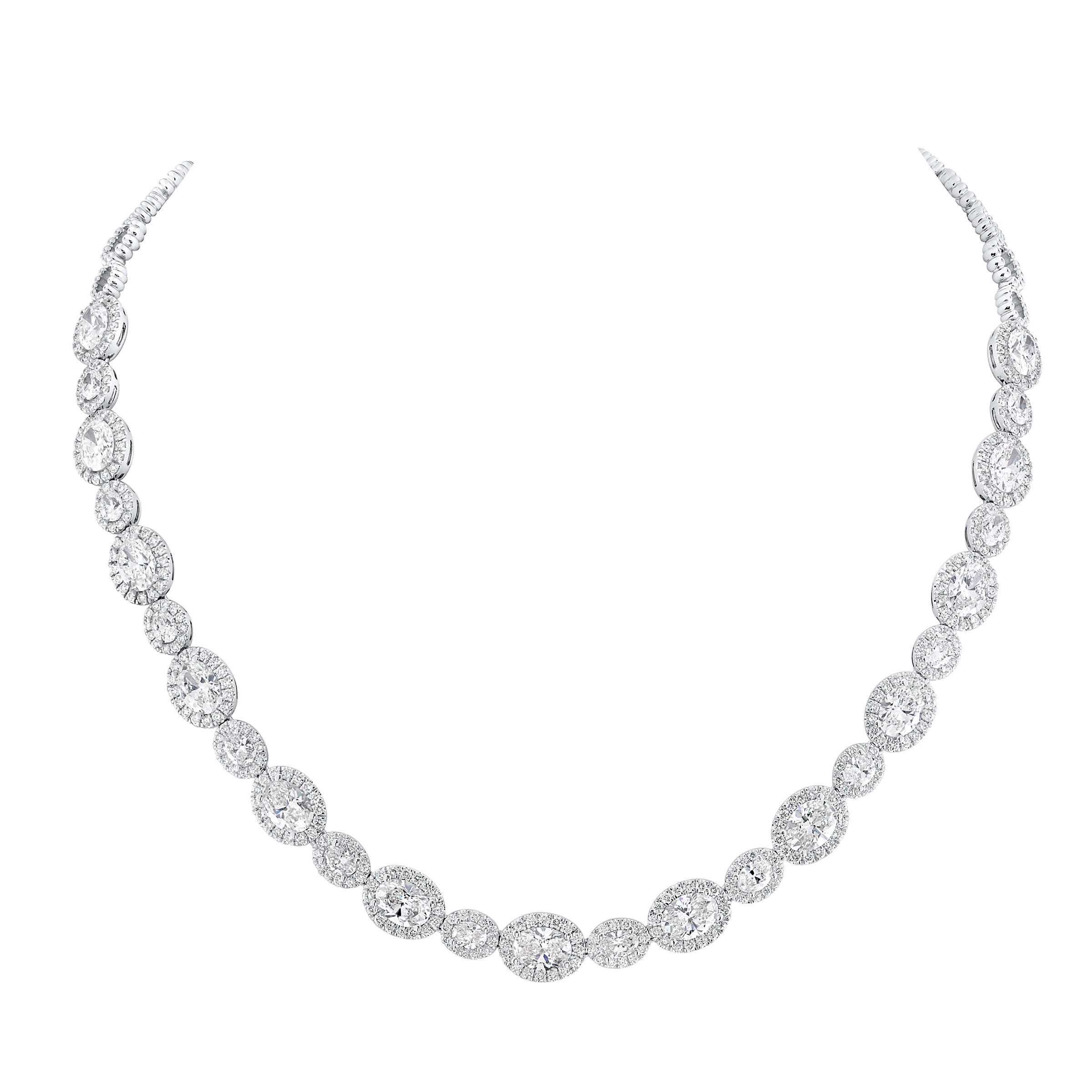 18KT WHITE GOLD VS2 I 14.19CTW MULTI CUT DIAMOND NECKLACE