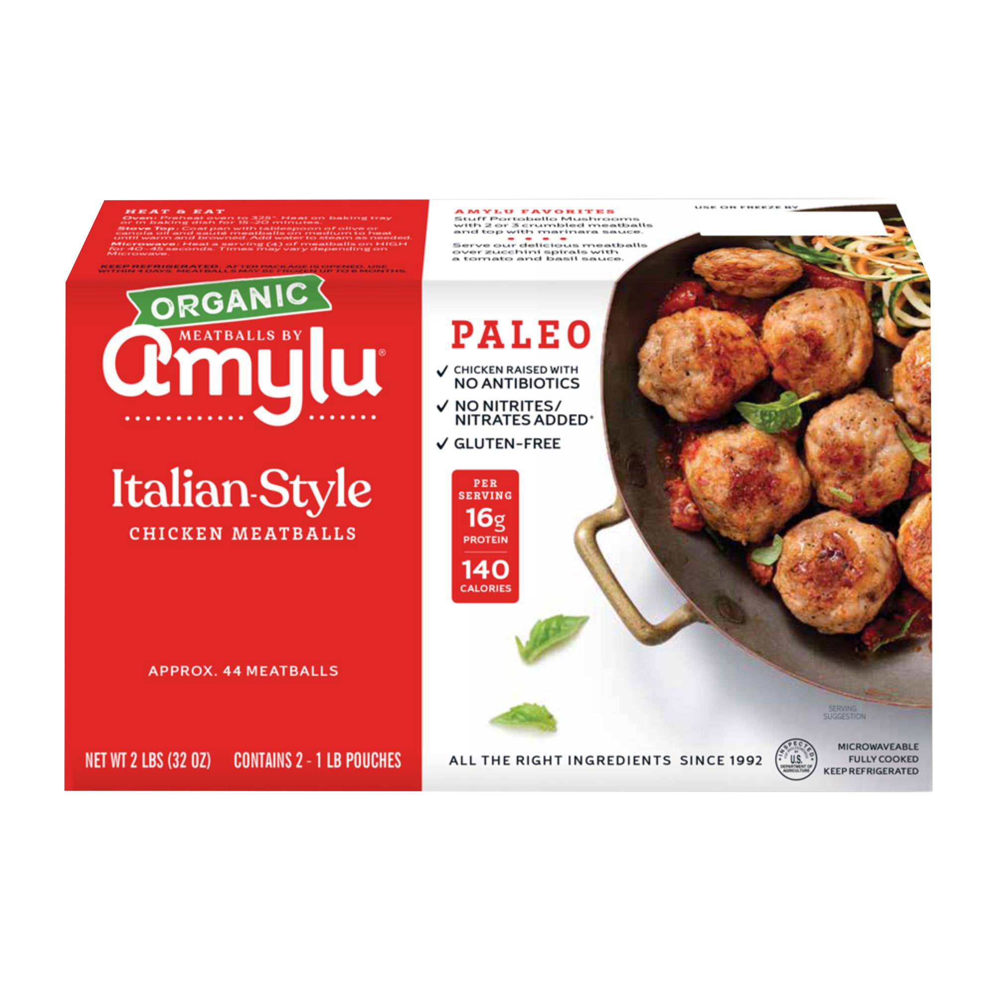 AMYLU ORG ITALIAN MEATBALL 32 OUNCE PACKAGE