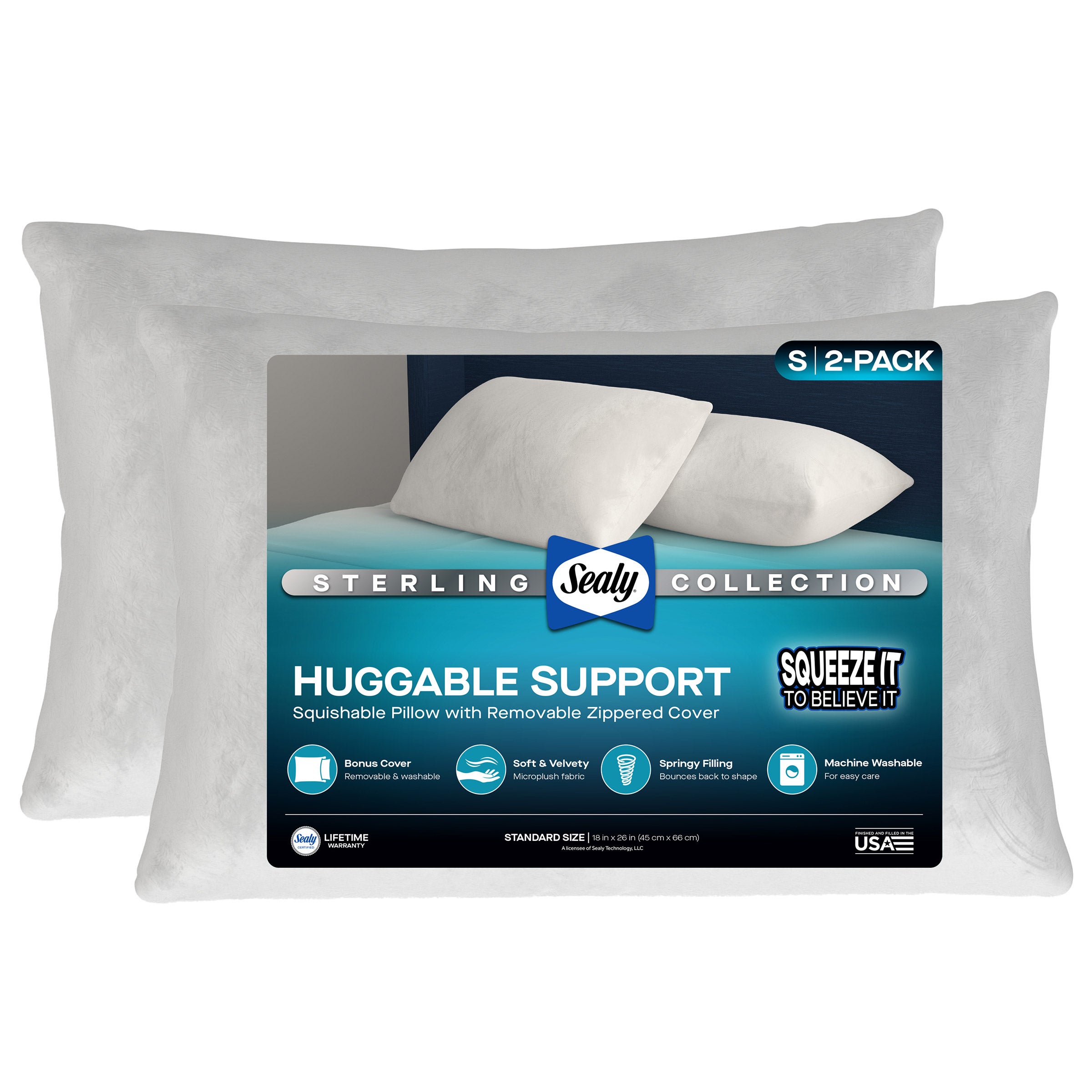 SEALY STERLING HUGGABLE PILLOW 2PK - Image 1