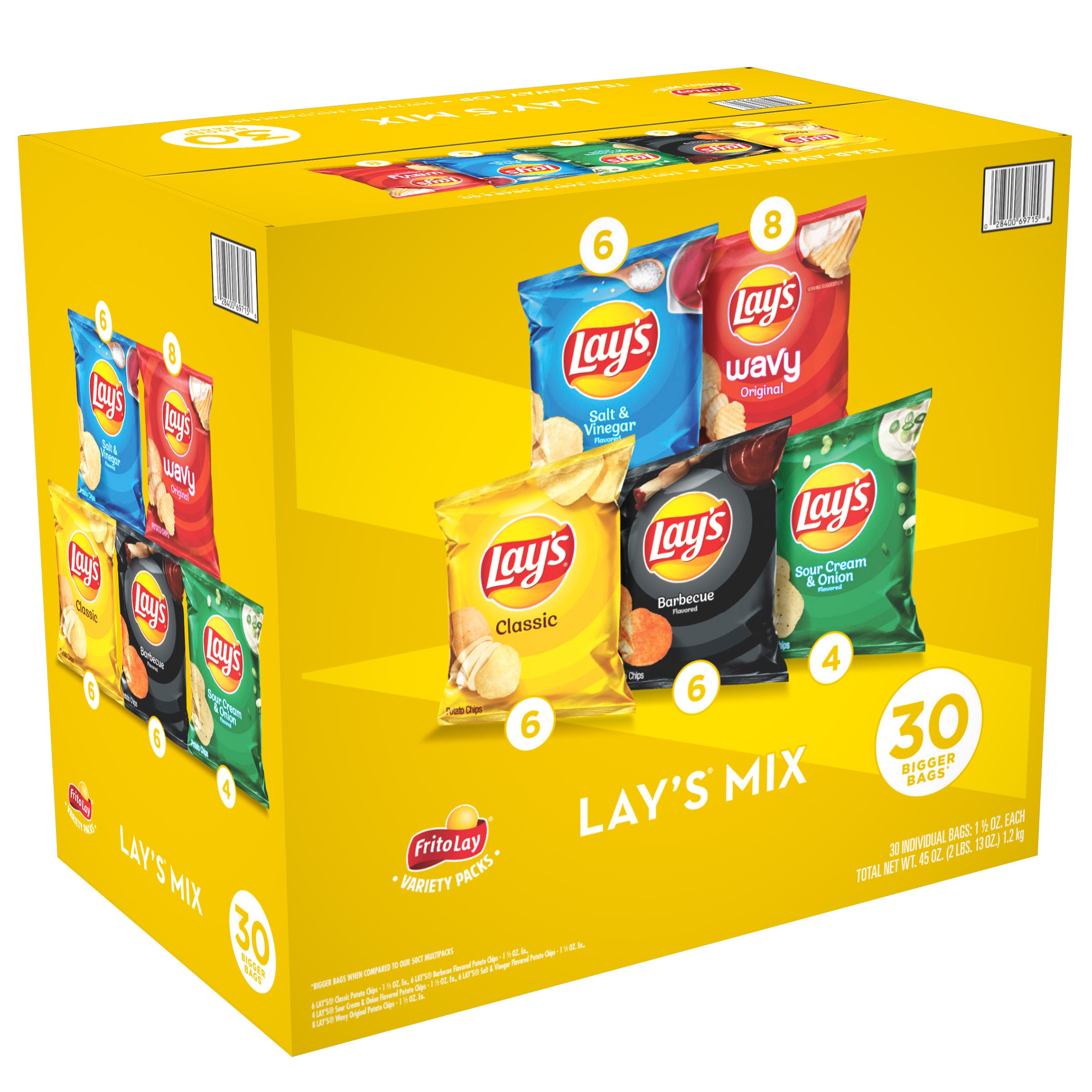 FRITO LAY LAY'S MIX 30 COUNT BOX