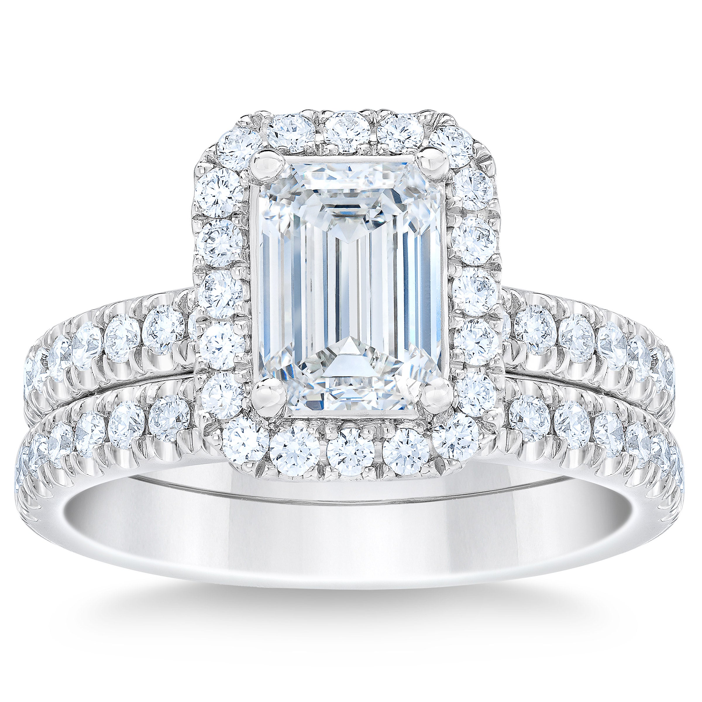 2.32CTW EMERALD CUT PLATINUM WEDDING SET 1.50CT CENTER VVS2 ¨H¨