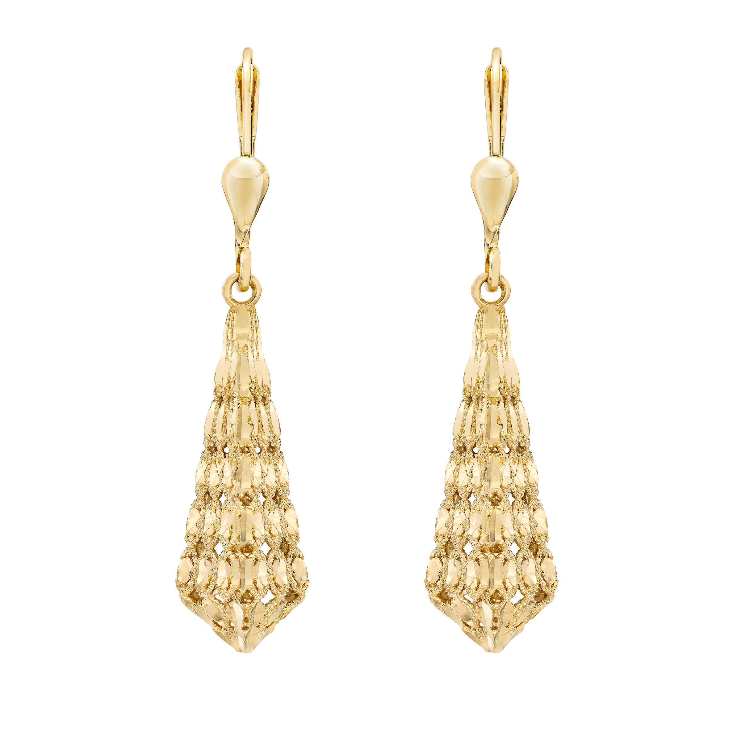 14KT YELLOW GOLD THREE DIMENSIONAL GEOMETRIC EARRINGS - Image 1